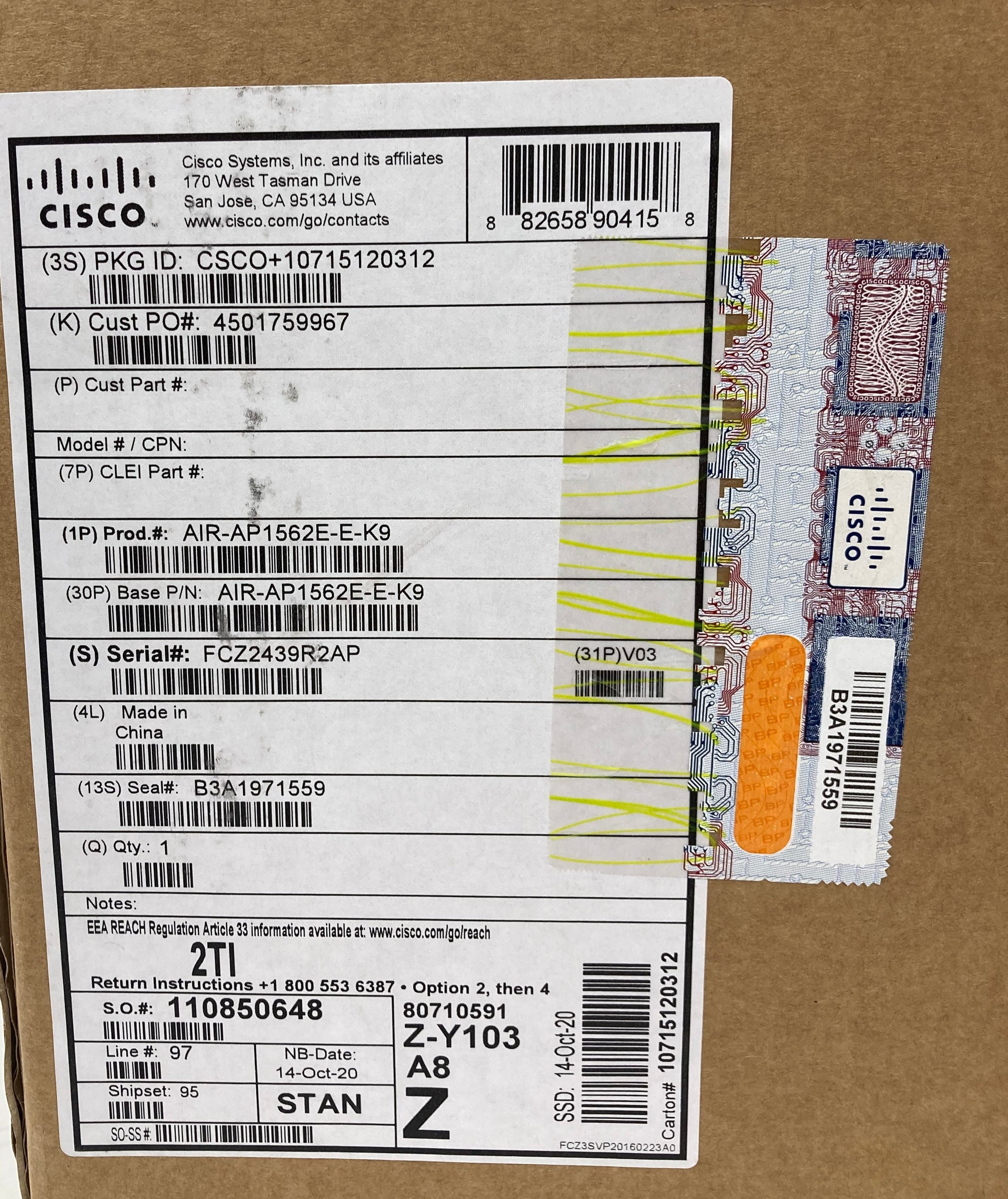 New Open Box Cisco Outdoor Access Point AIR-AP1562E-E-K9