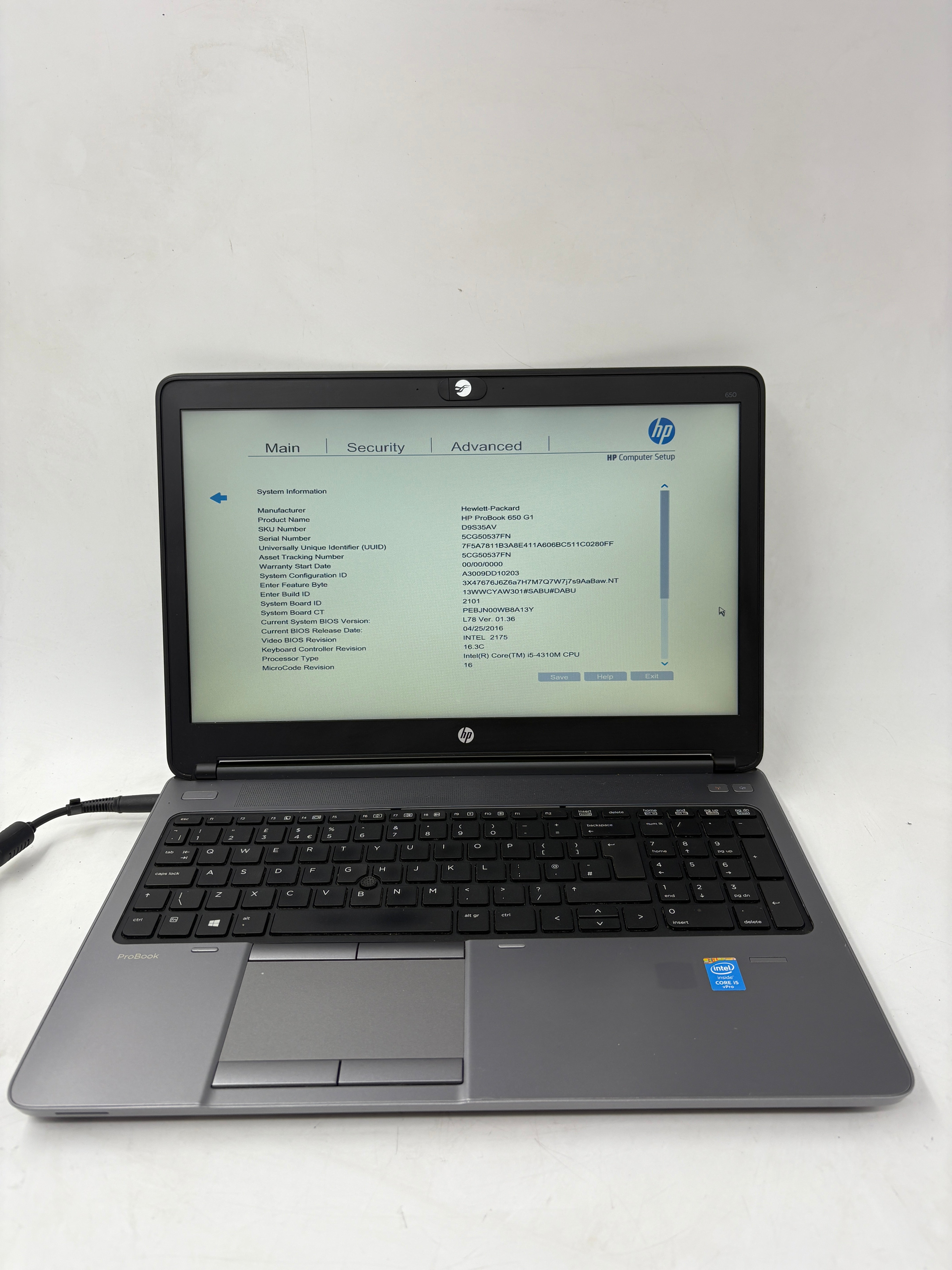 HP Laptop ProBook 650 G1 15.6" Screen i5 4th Gen 8GB RAM NO SSD NO OS
