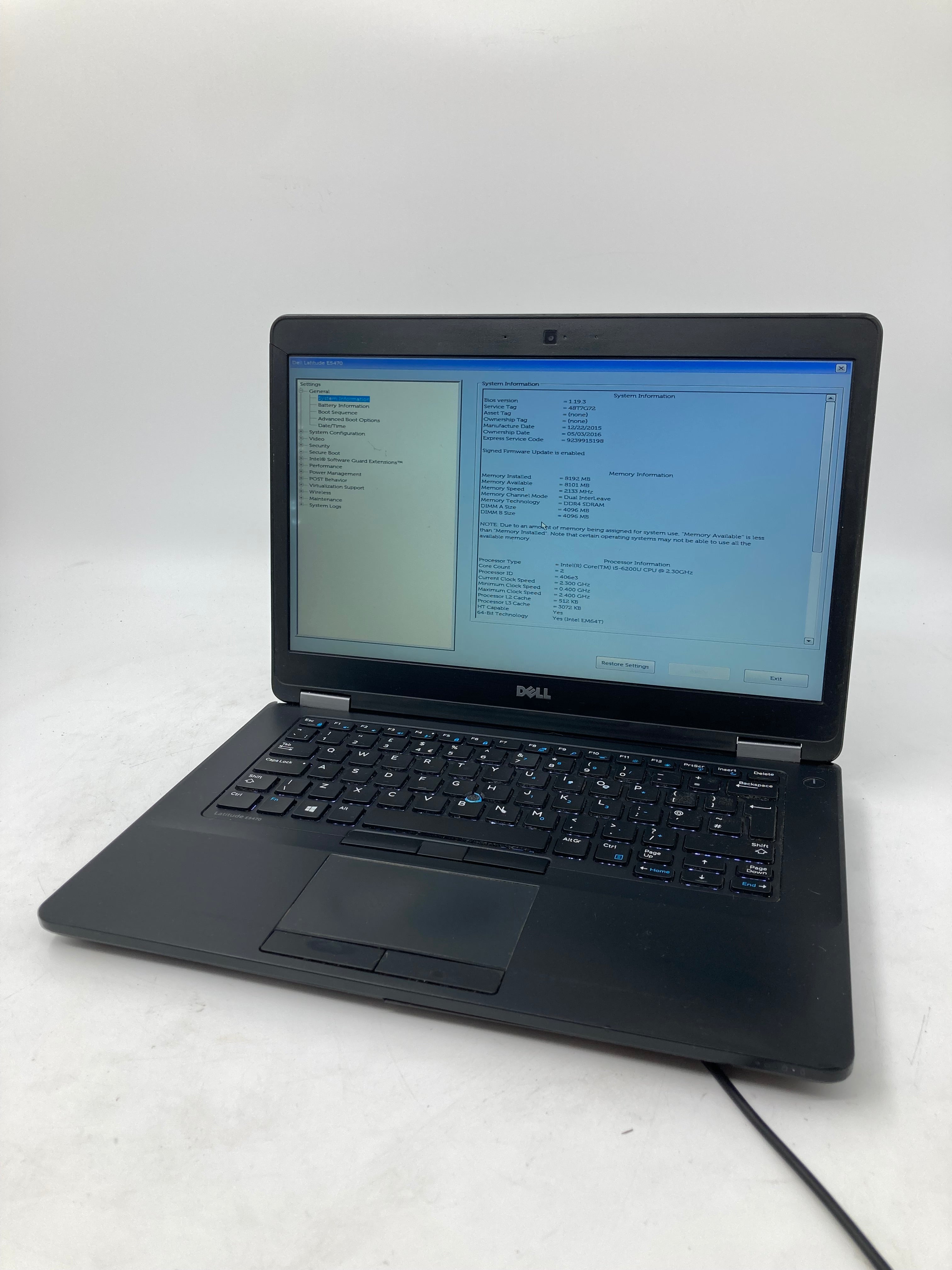 Dell Laptop Latitude E5470 14" i5 6th Gen 8GB RAM No HDD No OS *Spares*