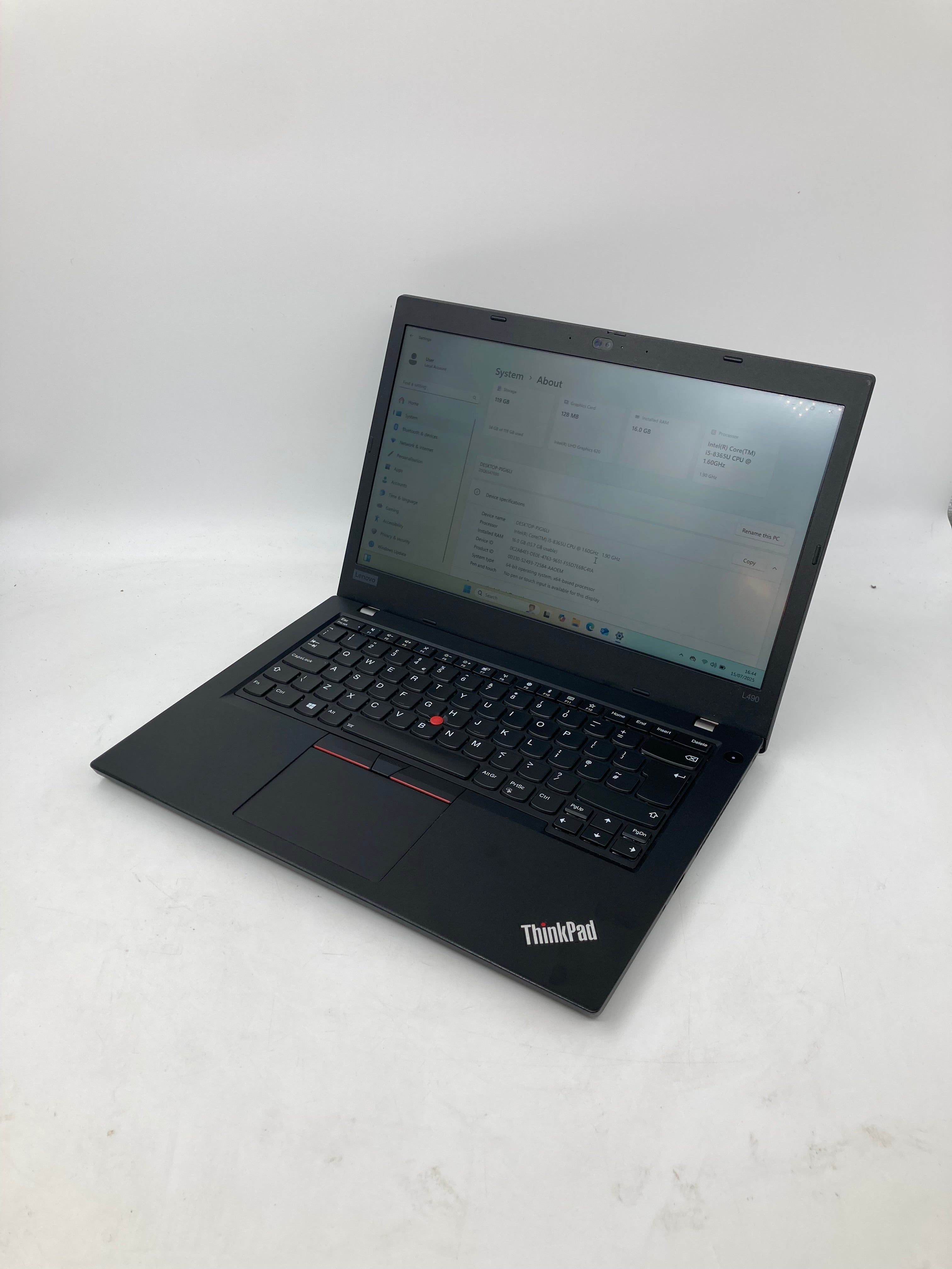 Lenovo Laptop ThinkPad L490 14" Screen i5 8th Gen 16GB Ram No SSD No OS