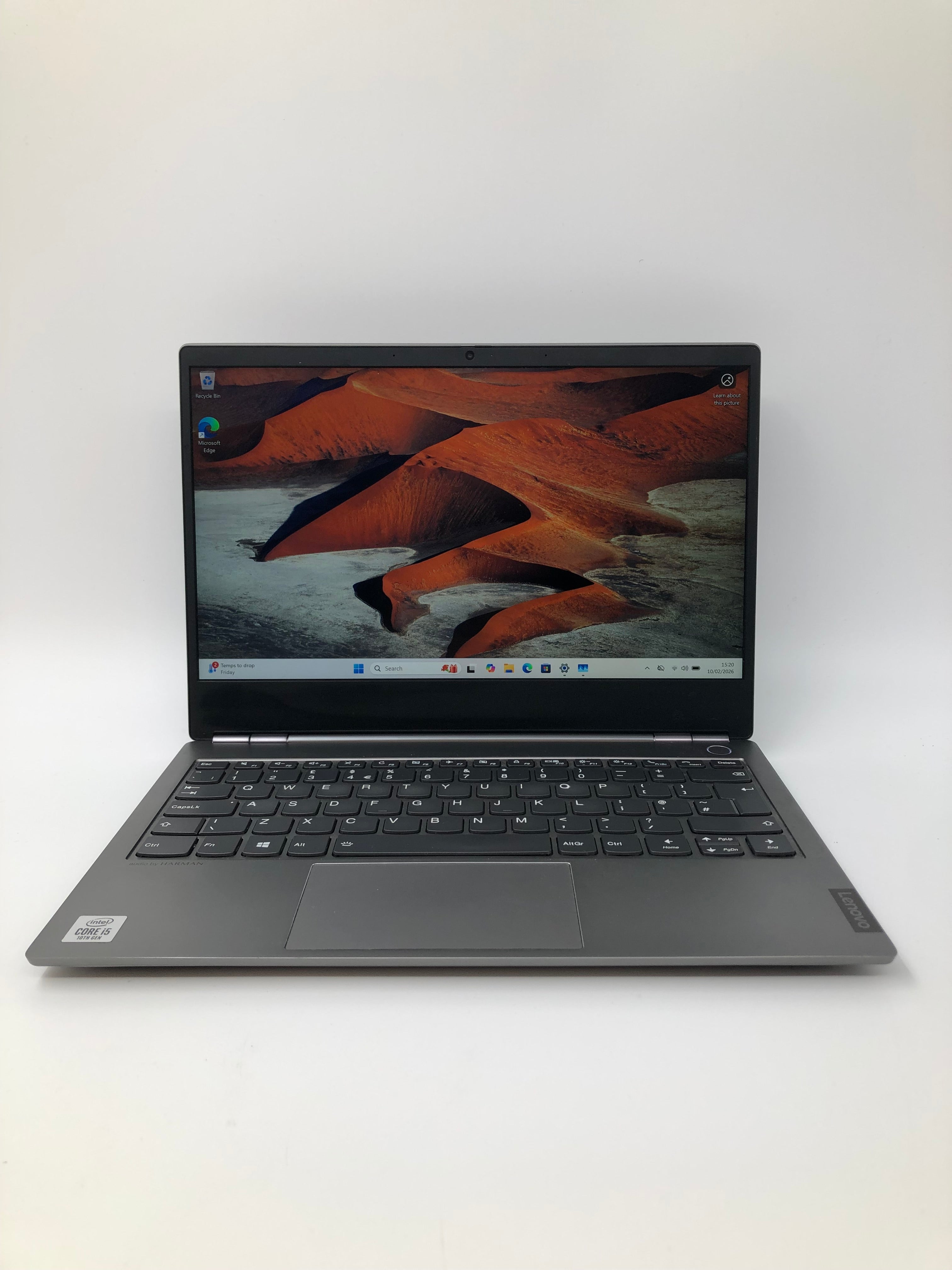 Lenovo ThinkBook 13S-IML front view showing keyboard and 13" screen