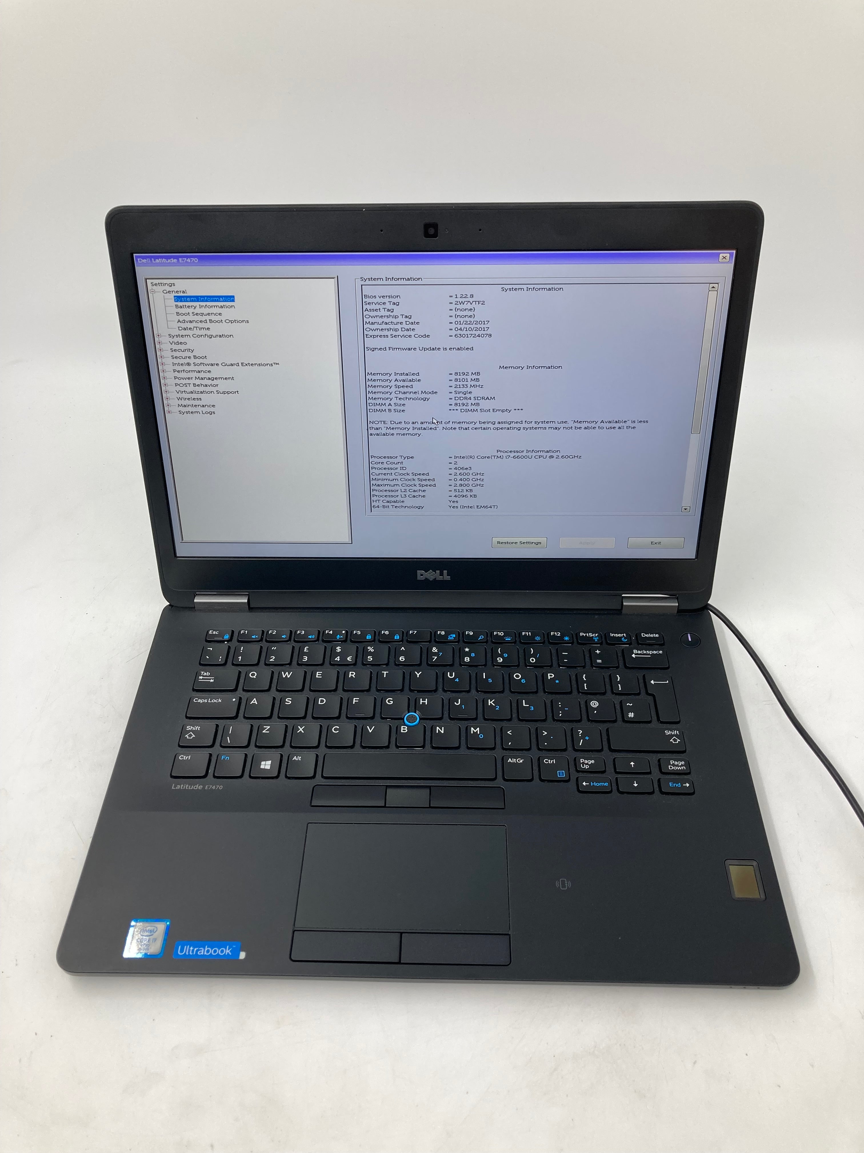 Dell Laptop Latitude E7470 14" i7 6th Gen 8GB RAM No HDD No OS *Spares*