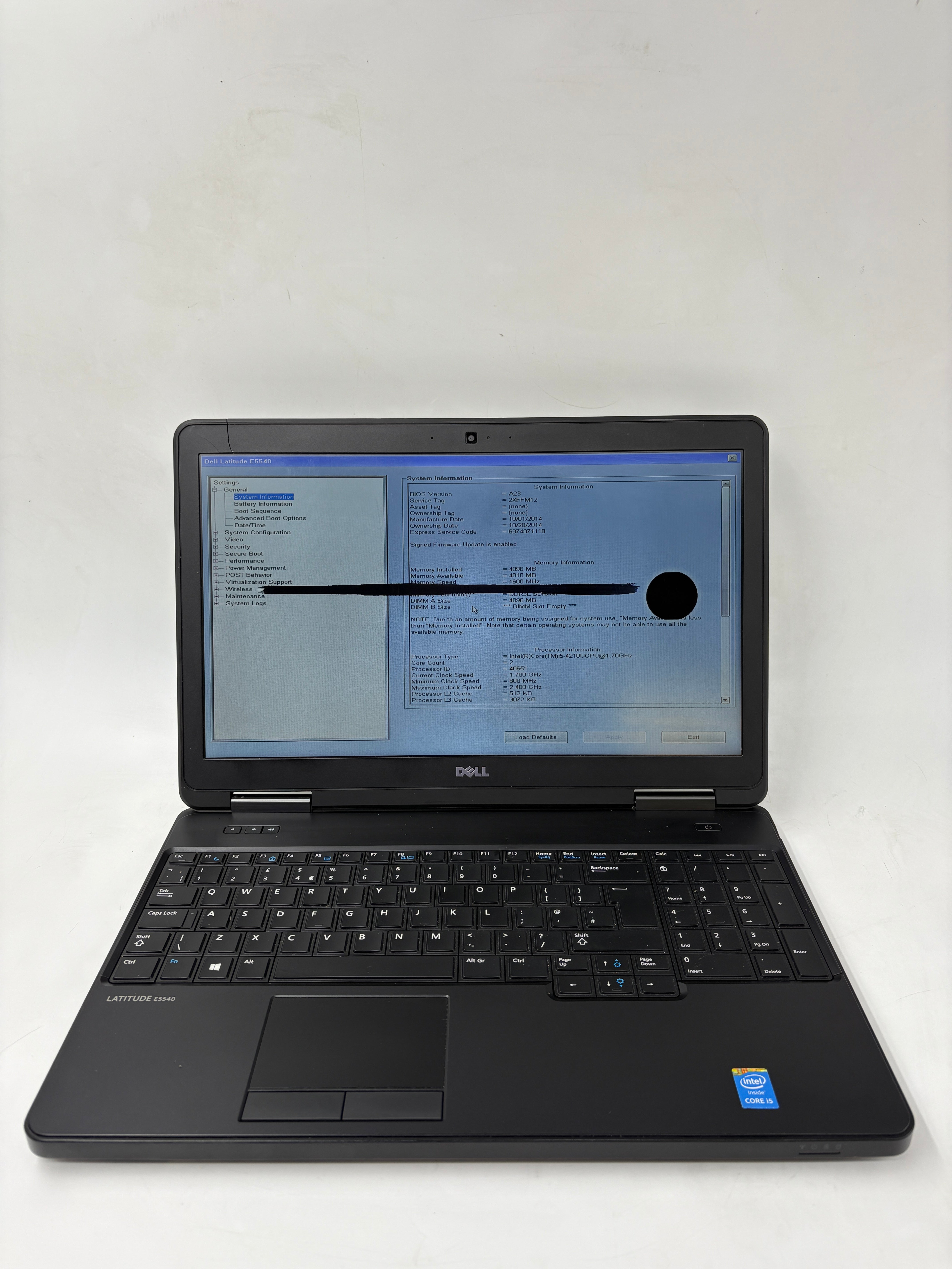 Dell Laptop Latitude E5540 15.6" Screen i5 4th Gen 4GB RAM NO SSD NO OS