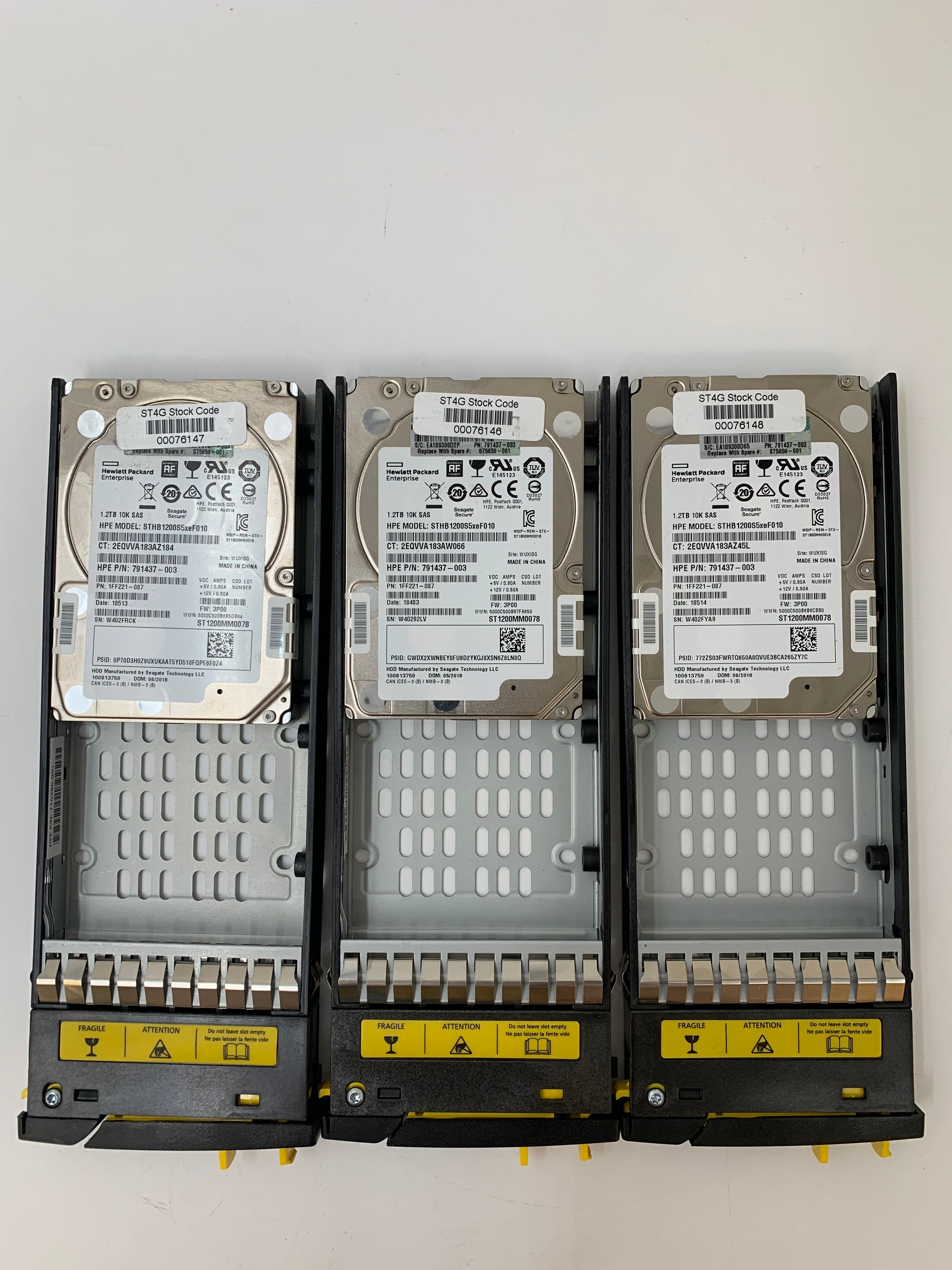 HPE HDD | 1.2TB | 2.5 inch | SAS | ST1200MM0078 | 10K RPM | 12Gbps | Lot of 3