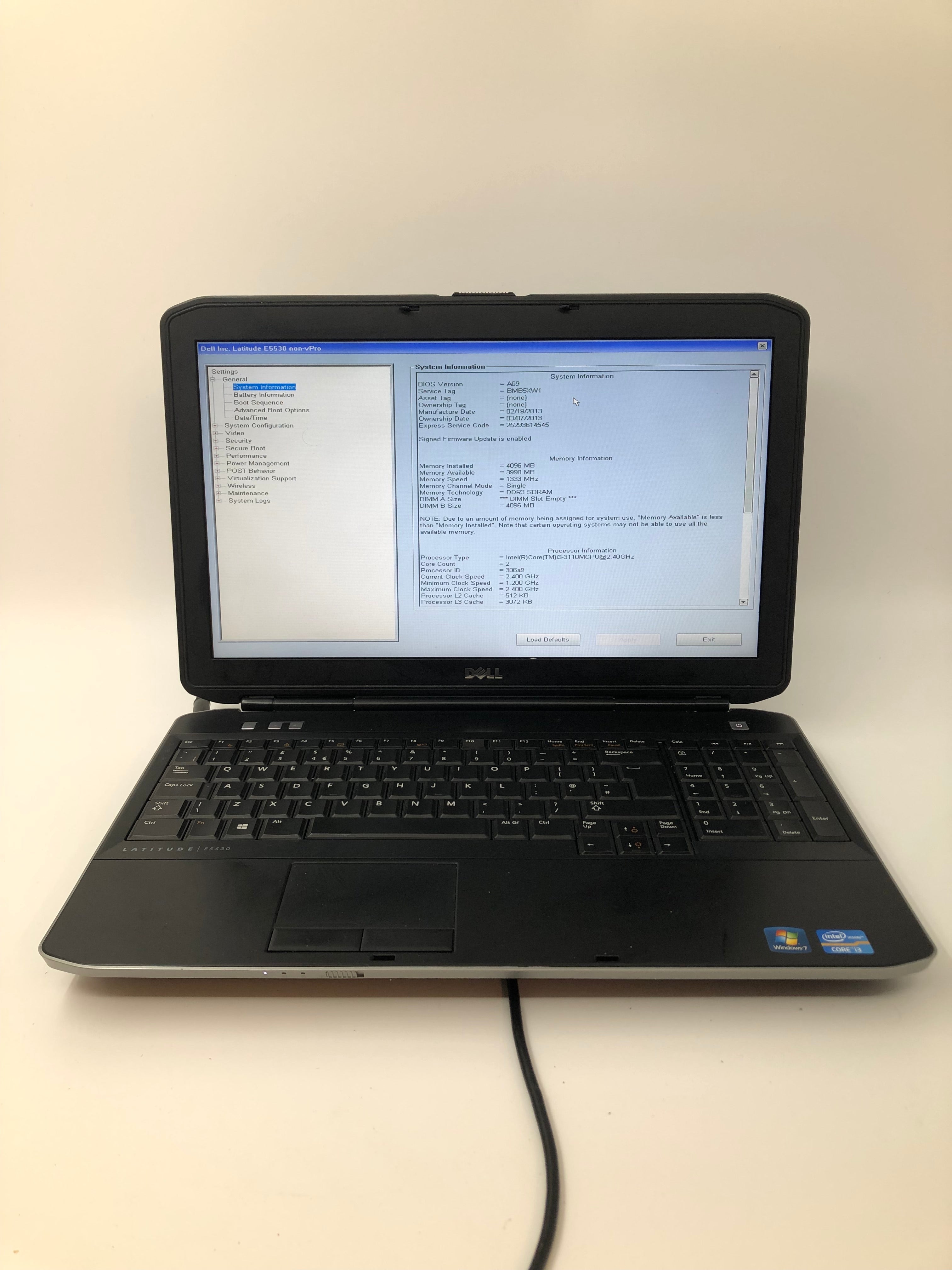 Dell Latitude E5530 Spares: i3 3rd Gen CPU, 4GB RAM, 15.6" Screen (No SSD/No OS)