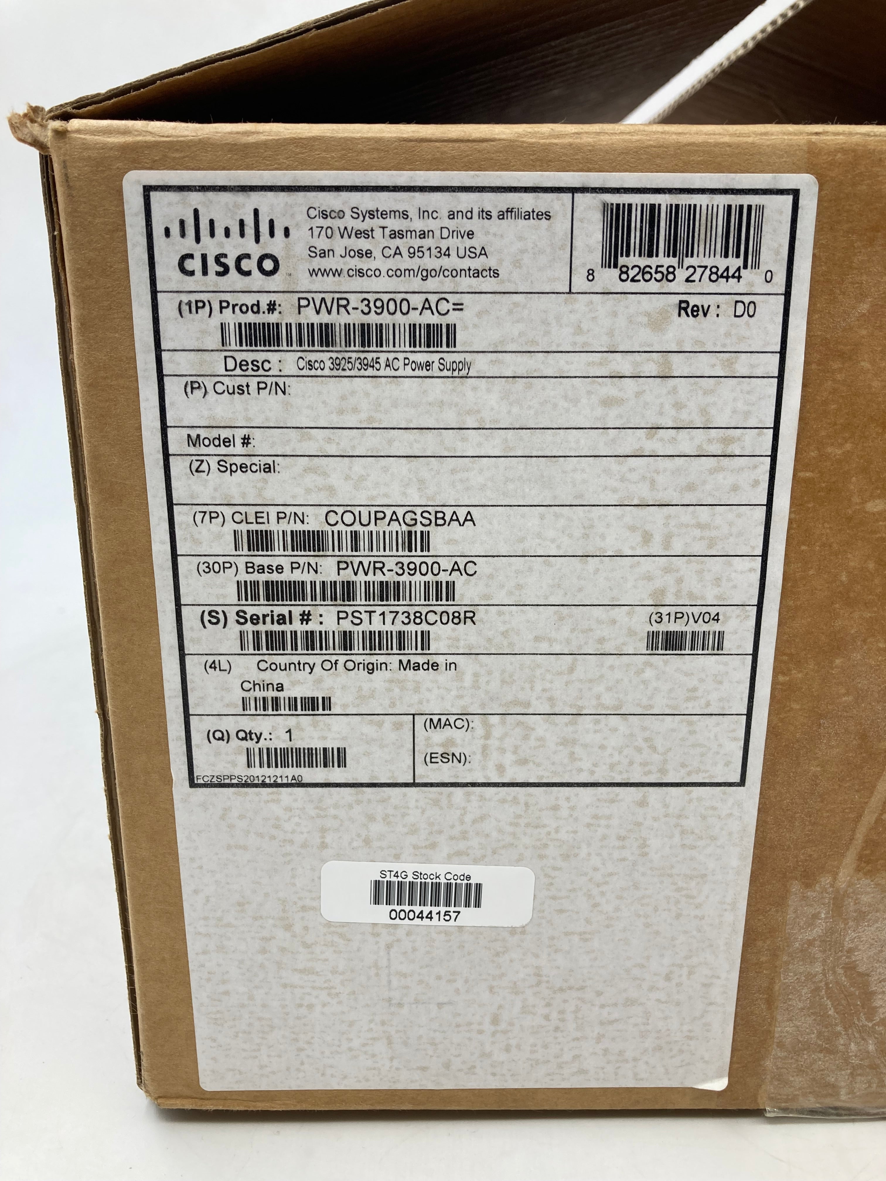Cisco PWR-3900-AC= Cisco 3900 Power Supply Unit for Cisco 3925 & 3945