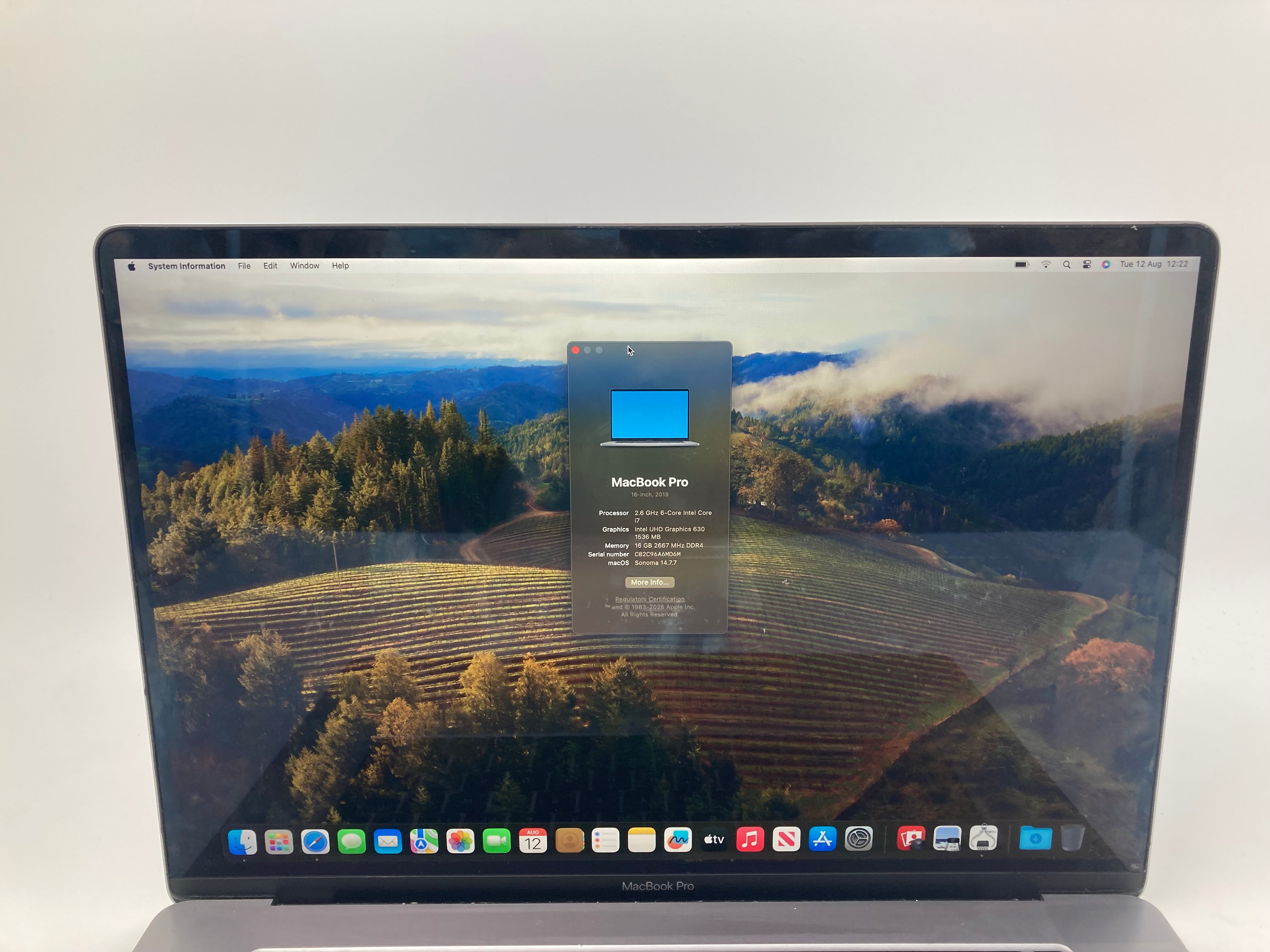 Apple MacBook Pro 2019 A2141 16" Screen i7 9th Gen 16GB RAM 500GB SSD OS Sonoma