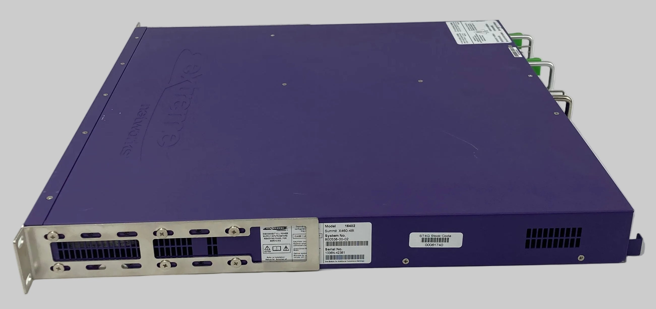 A refurbished Extreme Networks Summit X460-48T ethernet gigabit switch