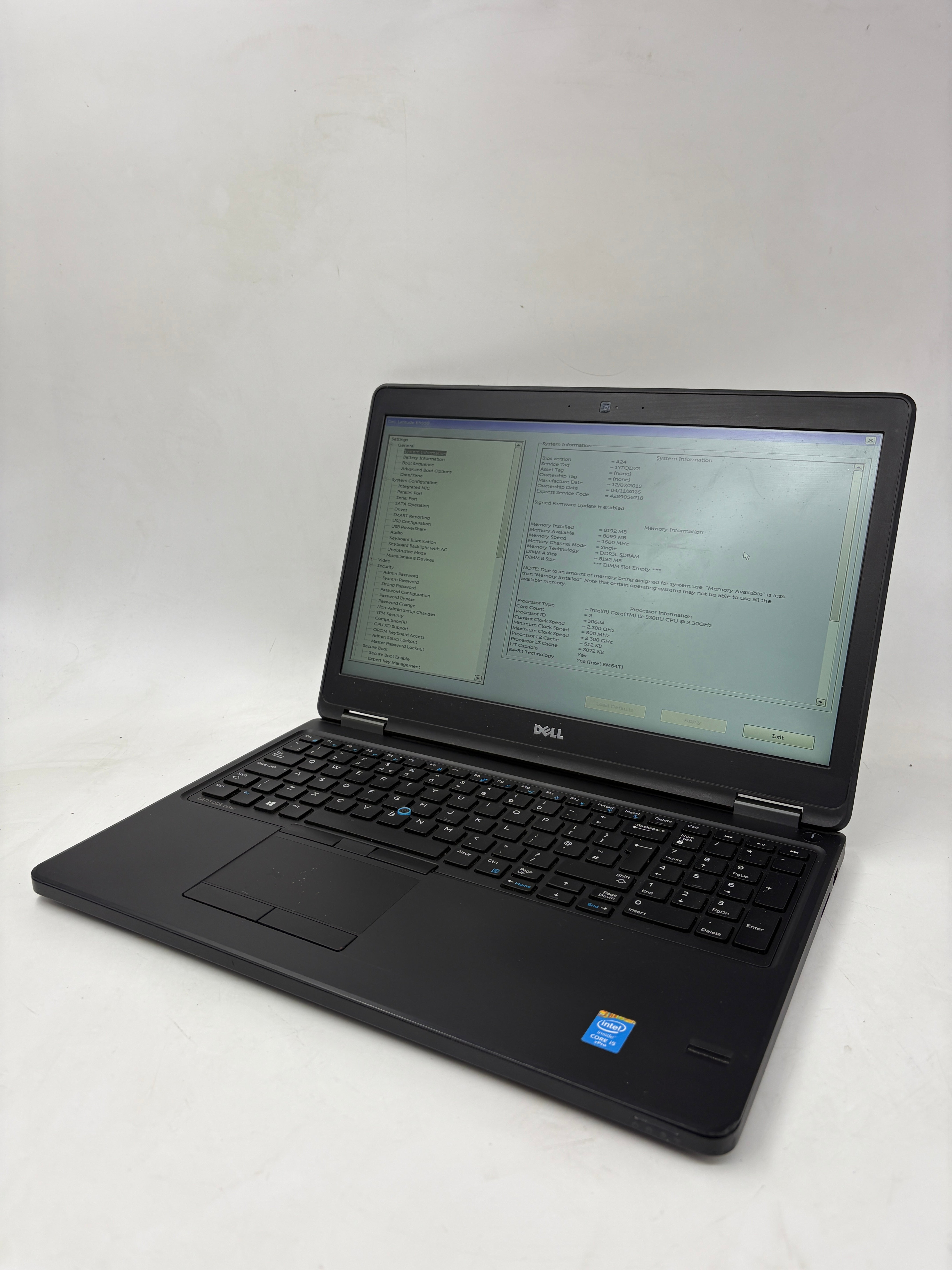 Dell Laptop Latitude E5550 15.6" Screen i5 5th Gen 8GB RAM NO SSD NO OS
