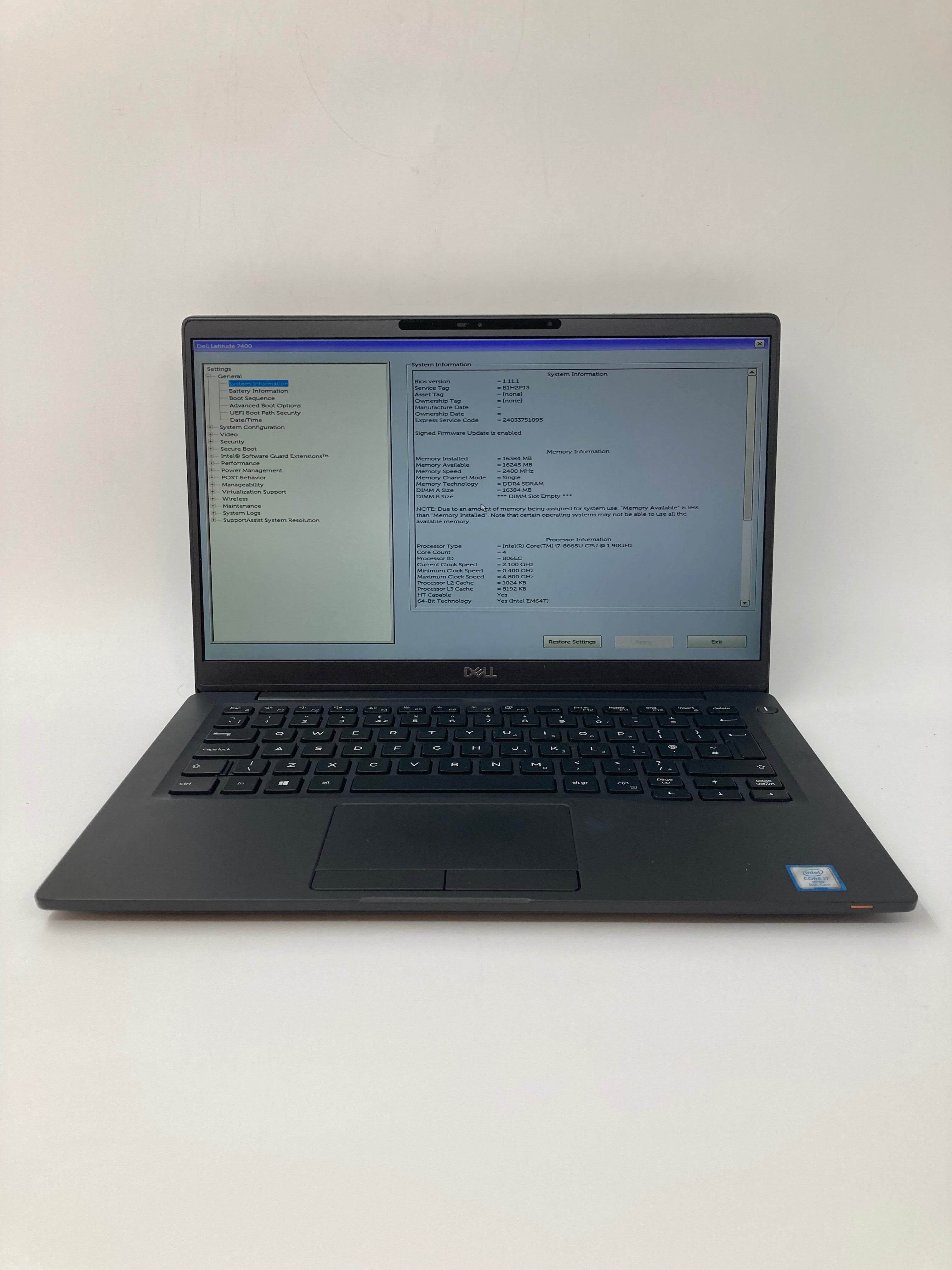 Dell Laptop Latitude 7400 14" Screen i7 8th Gen 16GB RAM No SSD No OS Spares #3