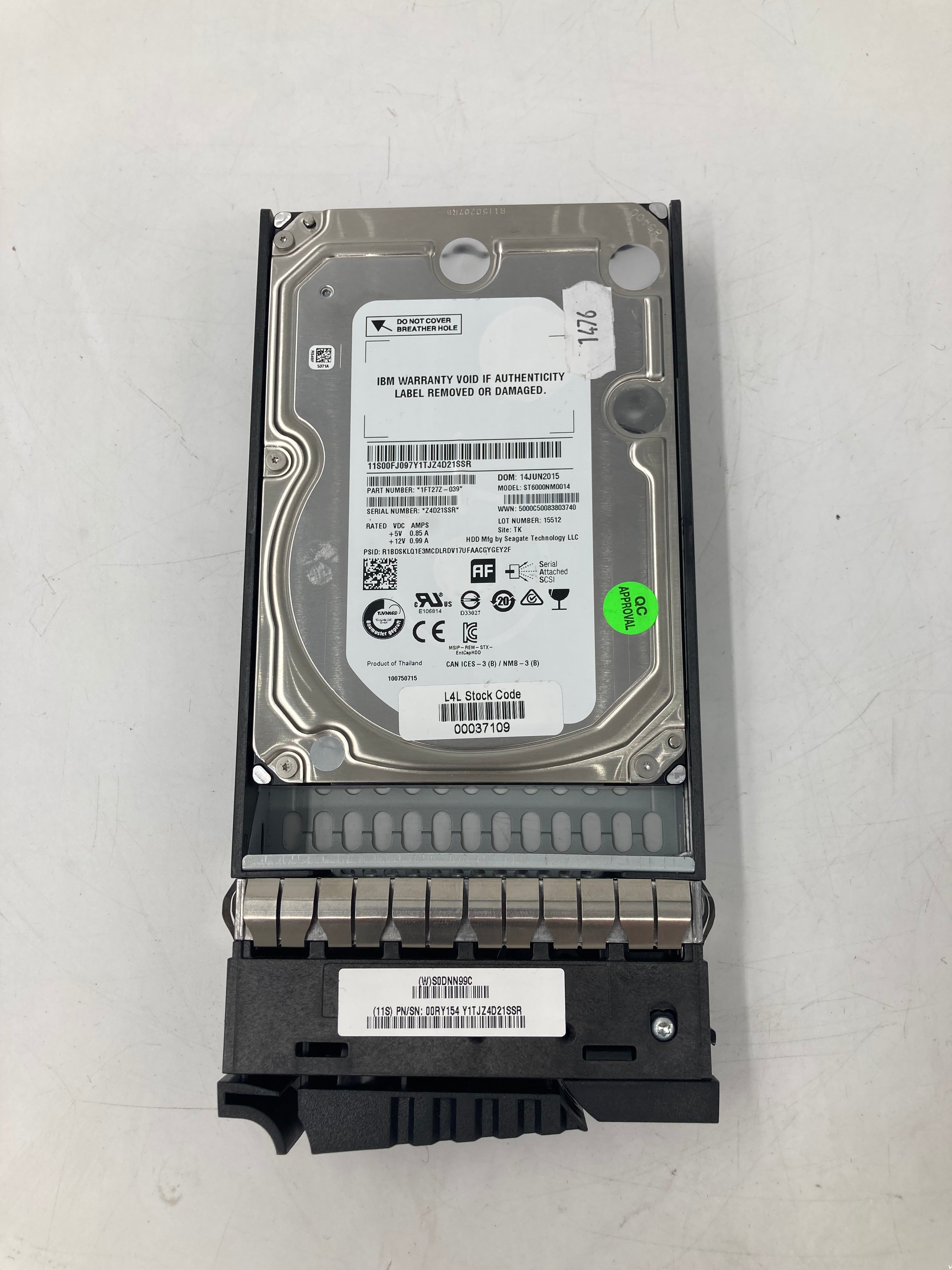 IBM HDD 3.5" SAS 6TB 7.2K RPM 12 Gbps P/N 1FT27Z-039 Lot Of 9