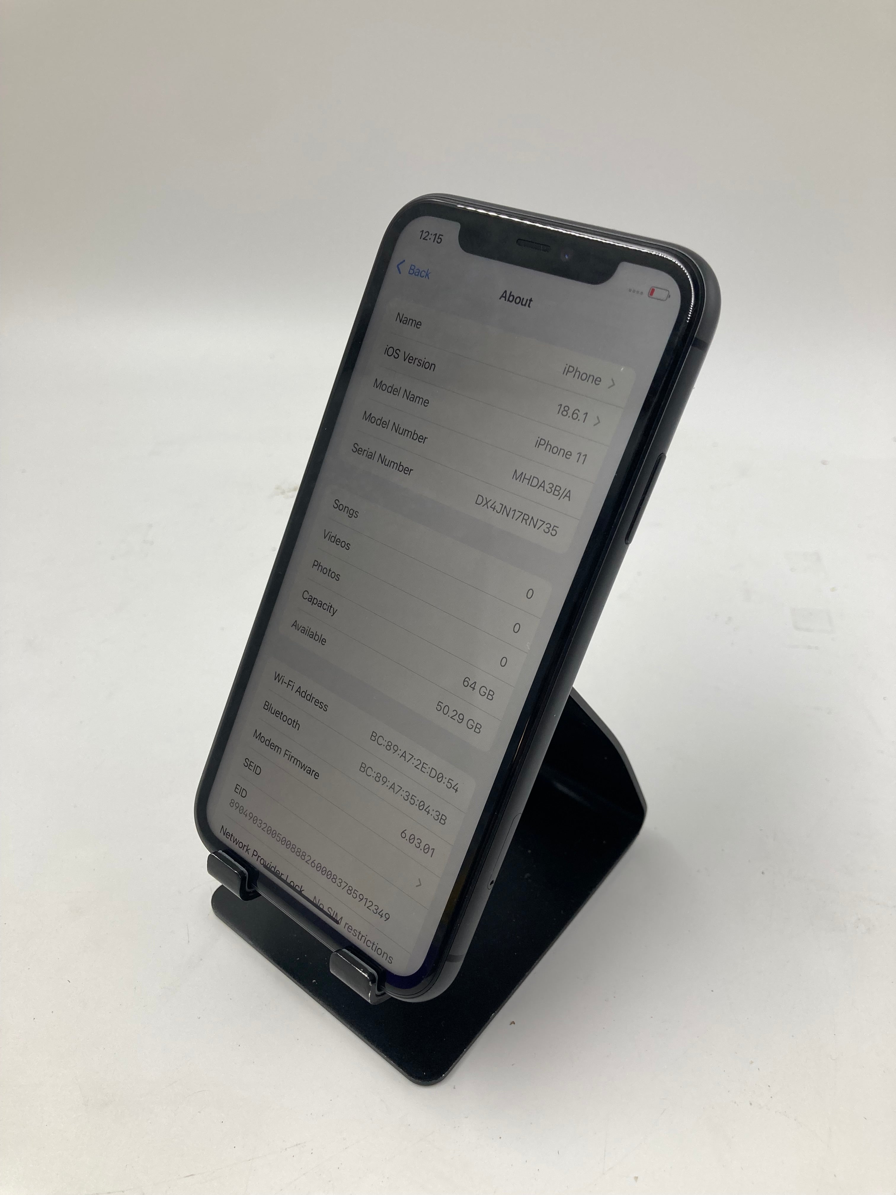 Apple iPhone 11 6.1" A2221 64GB Storage Grey Unlocked 100% Battery Health
