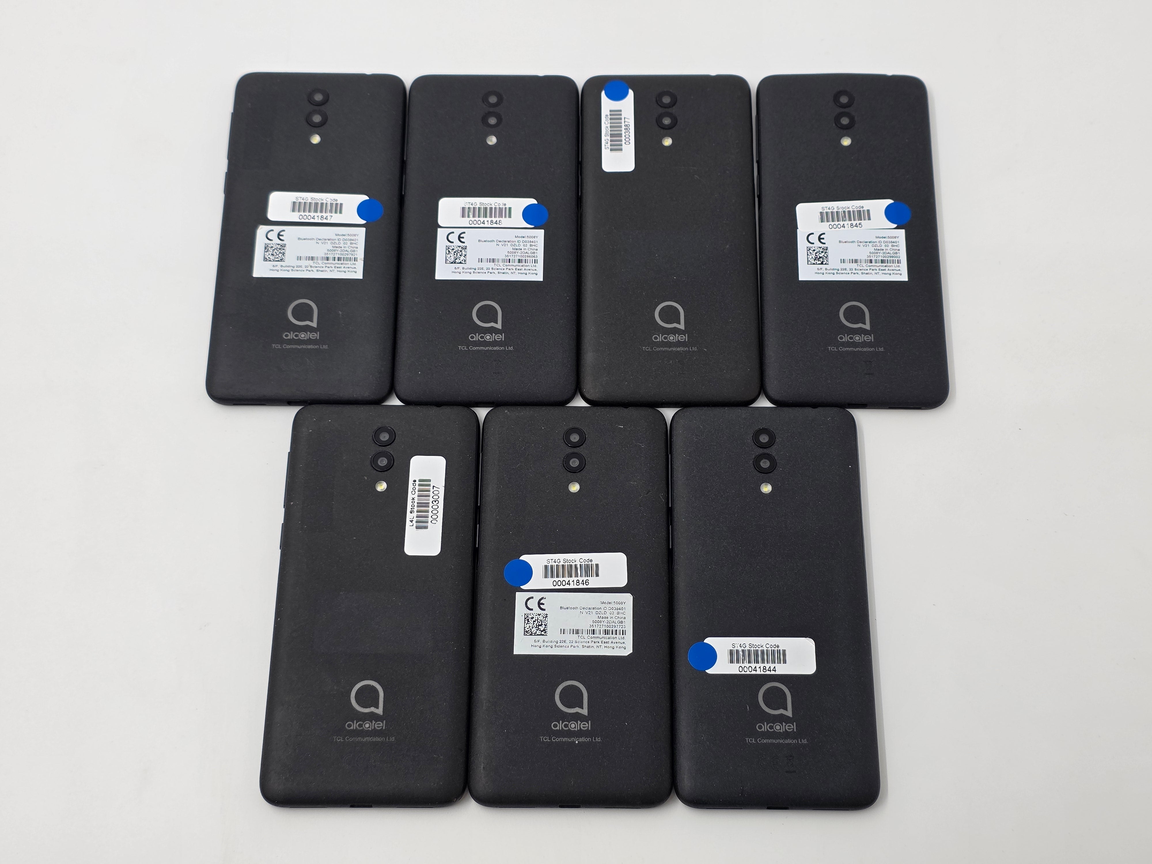 BATCH OF 7 Alcatel 1x 2019 5008Y 16GB Black Android SPARES ONLY