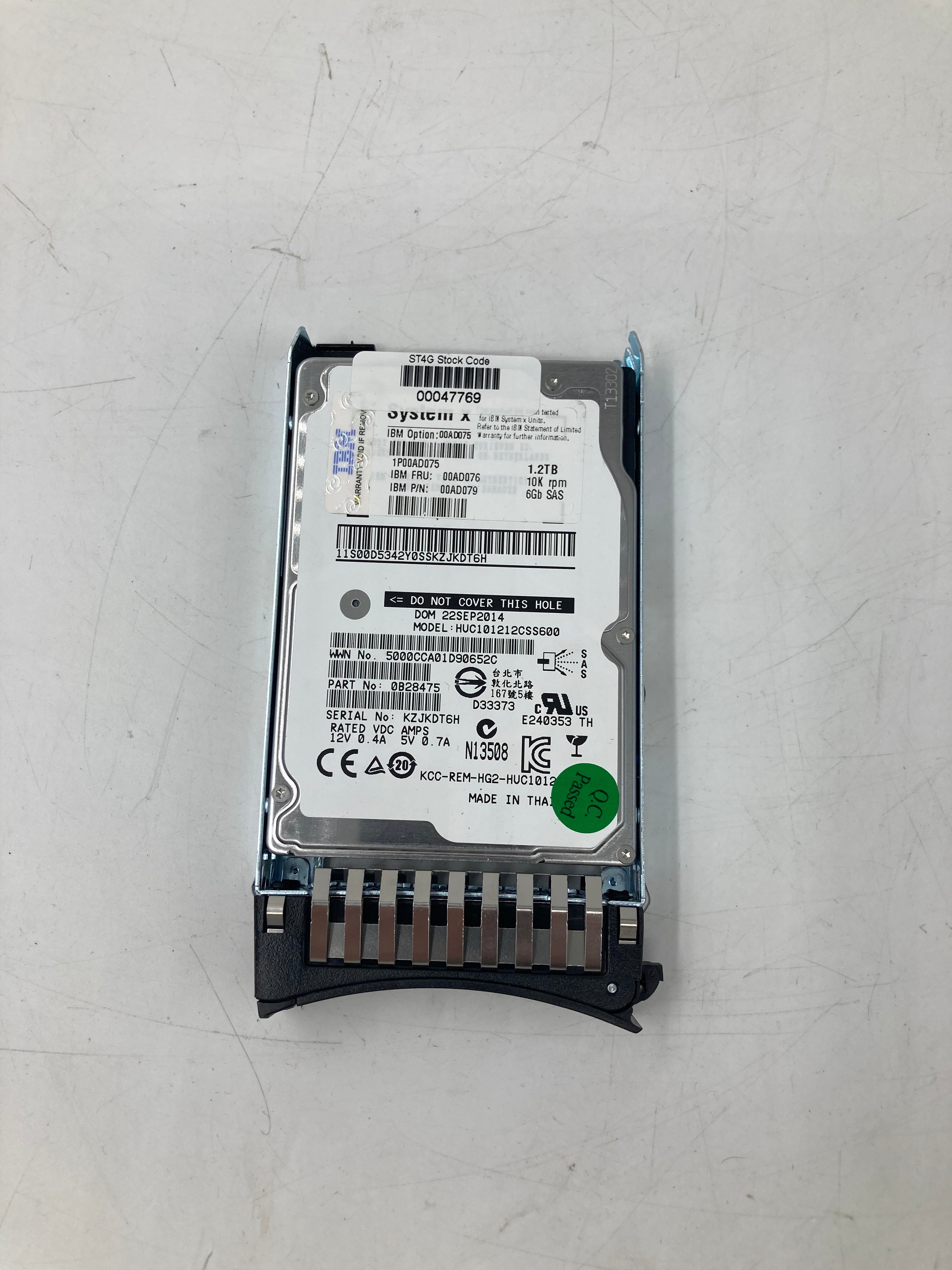 IBM HDD 2.5" SAS 1.2TB 10K RPM 6 Gbps FRU 00AD076 Lot Of 12