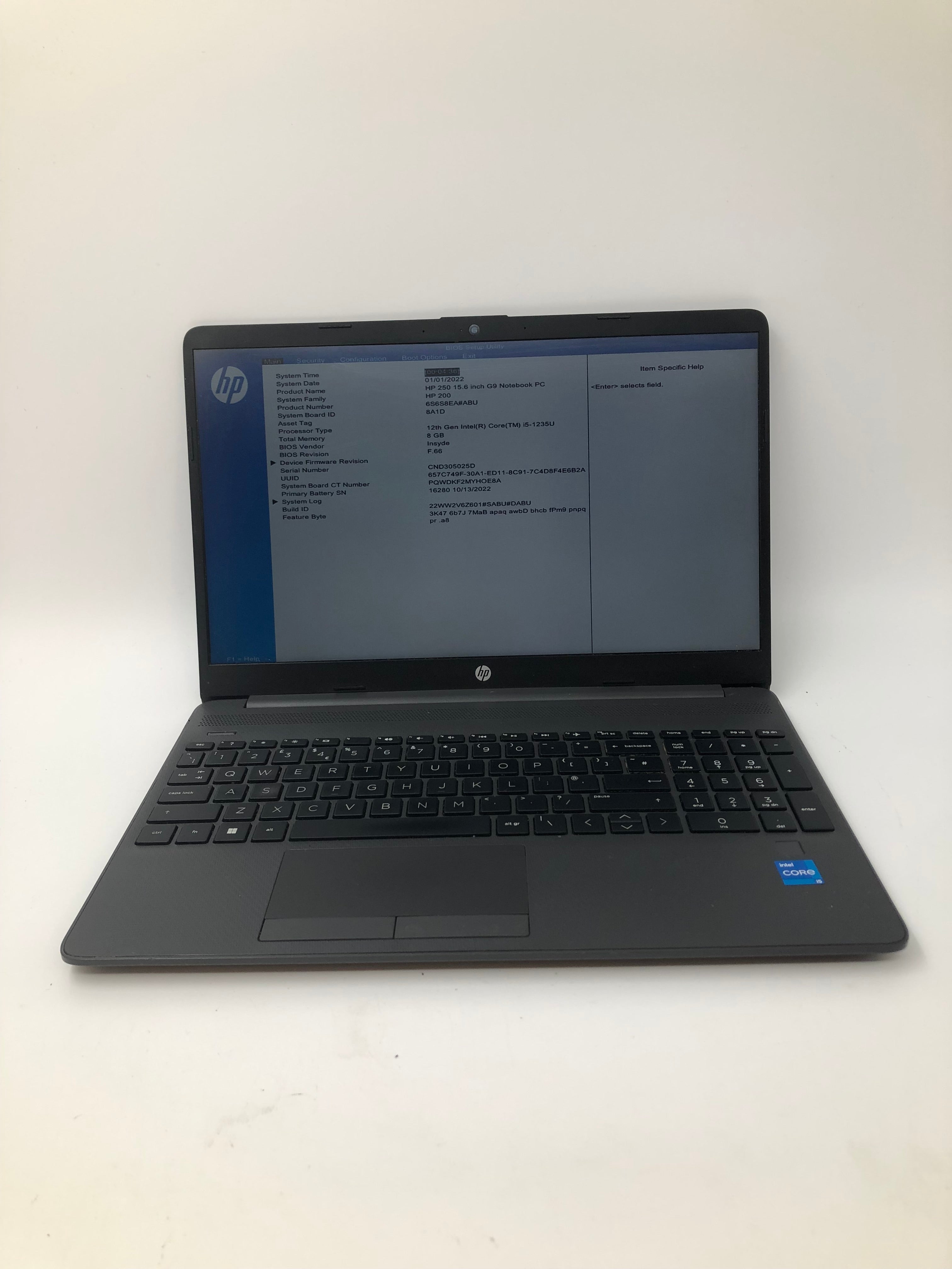 HP 250 G9 Notebook Spares: i5 12th Gen CPU, 8GB RAM, 15.6" Screen (No SSD/No OS)