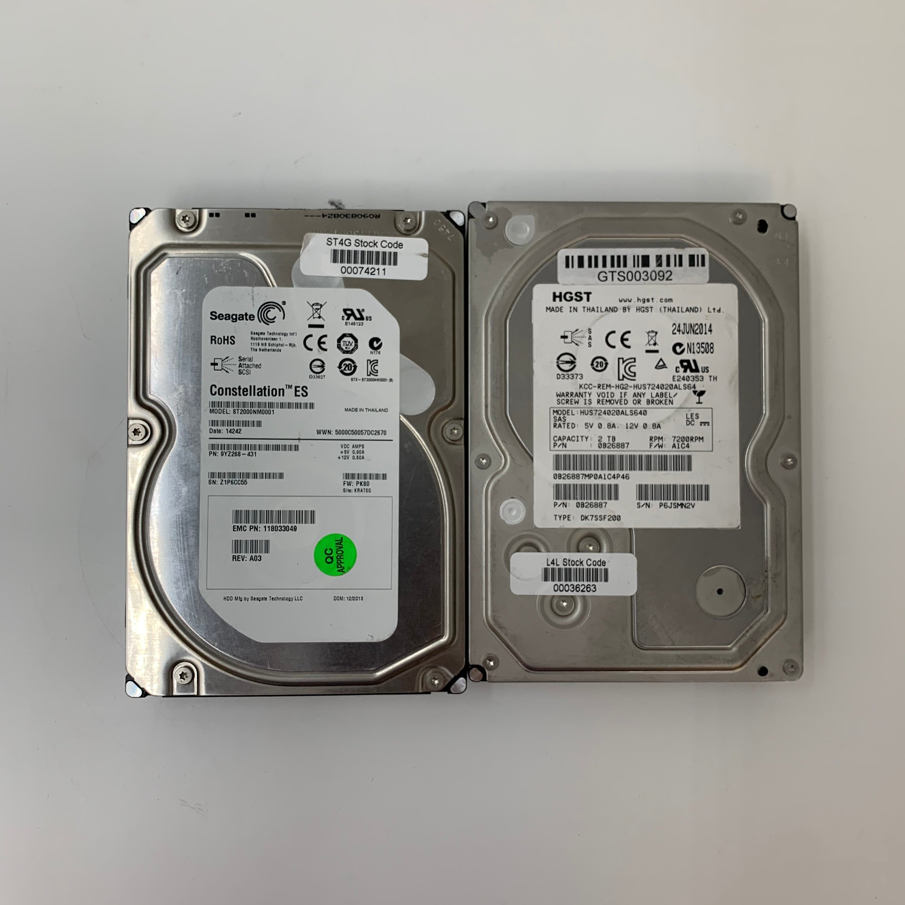 Batch of 2 Mixed Model HDD's | 2TB | SAS | 3.5 Inch | 6Gbps | 7200 RPM