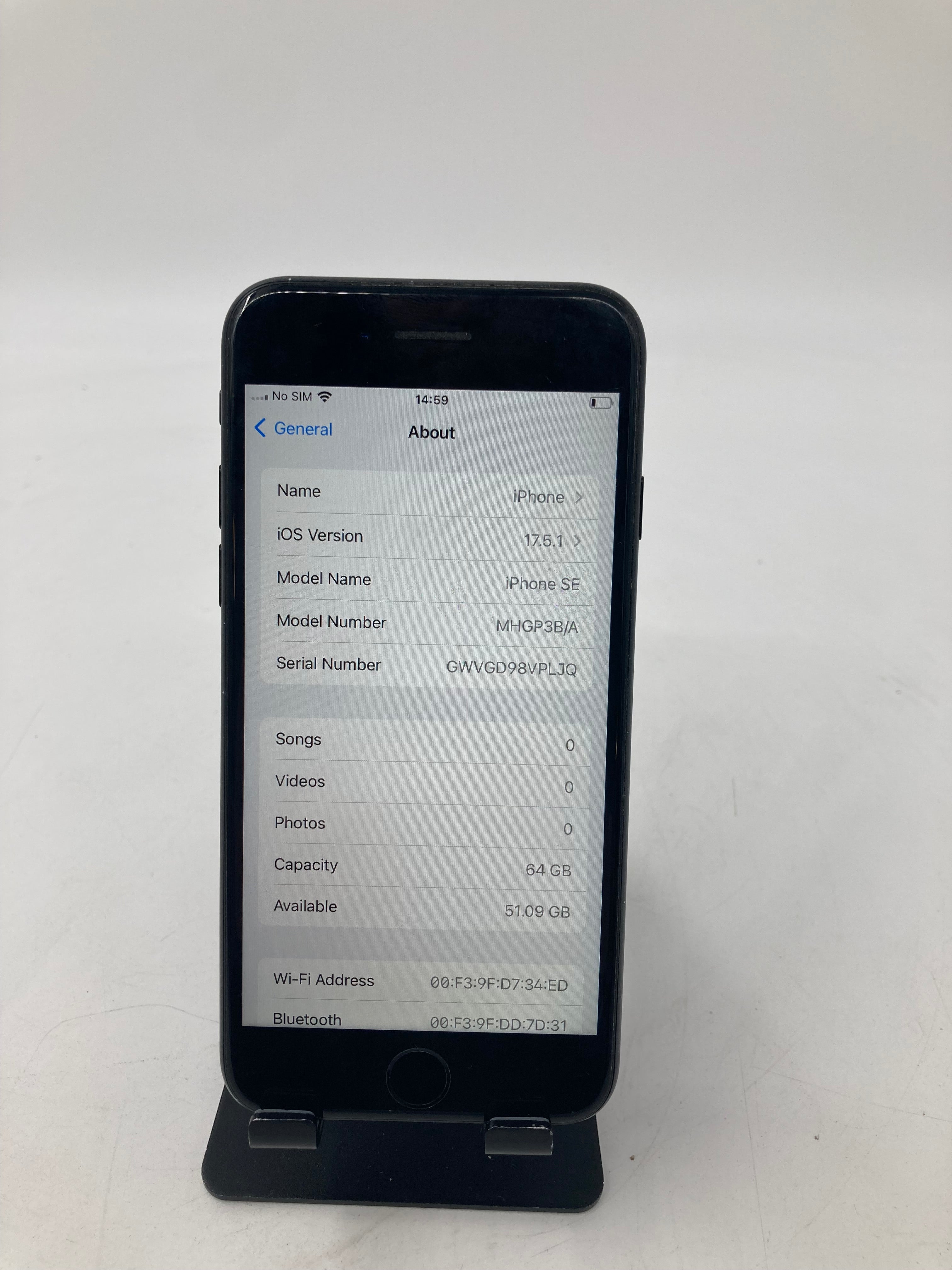 Apple iPhone A2296 64GB Unlocked - Black