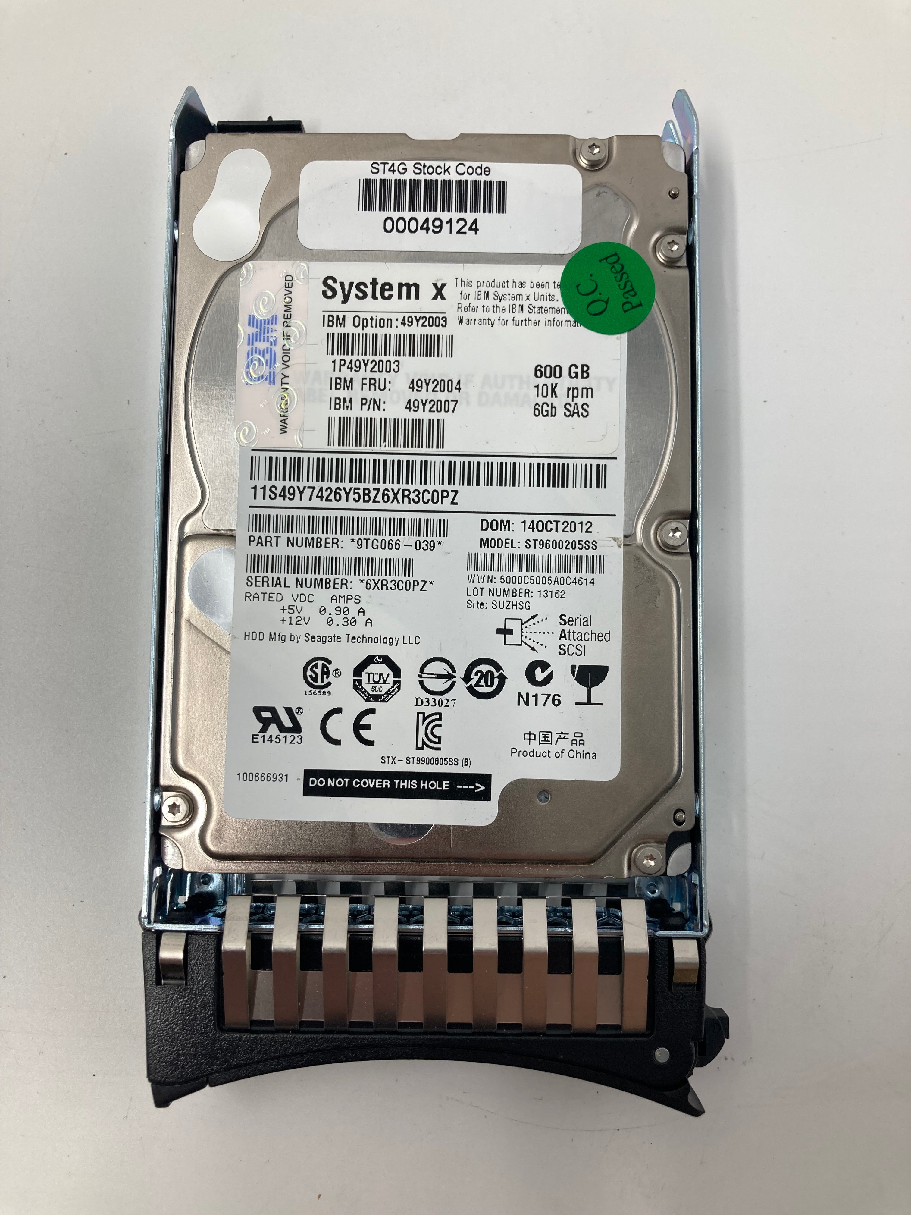 IBM HDD 2.5" SAS 600GB 10K RPM 6Gbps FRU 49Y2004 Lot of 9