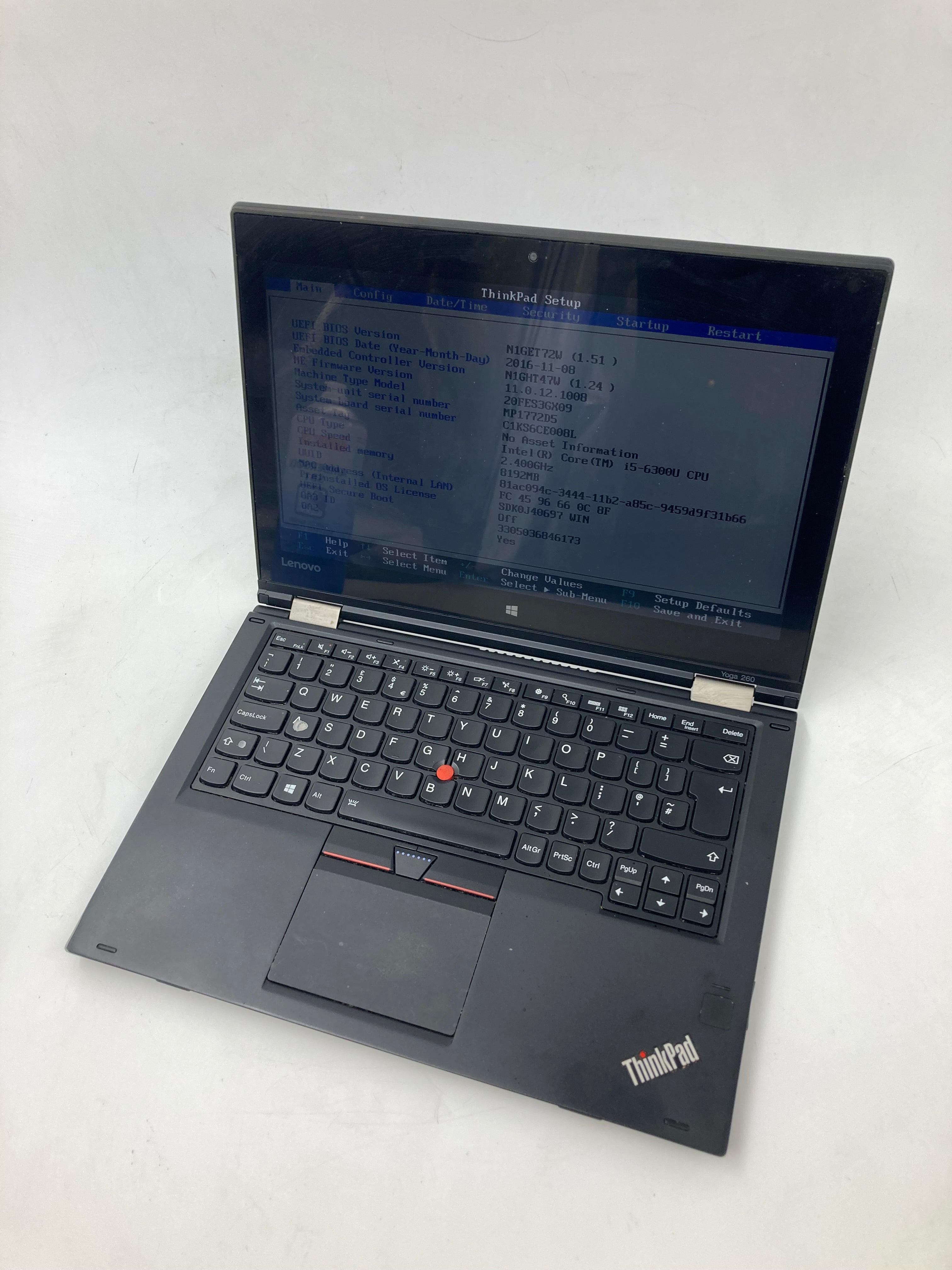 Lenovo Laptop ThinkPad Yoga 260 12.5" i5 6th Gen 8GB RAM No SSD No OS *Spares*