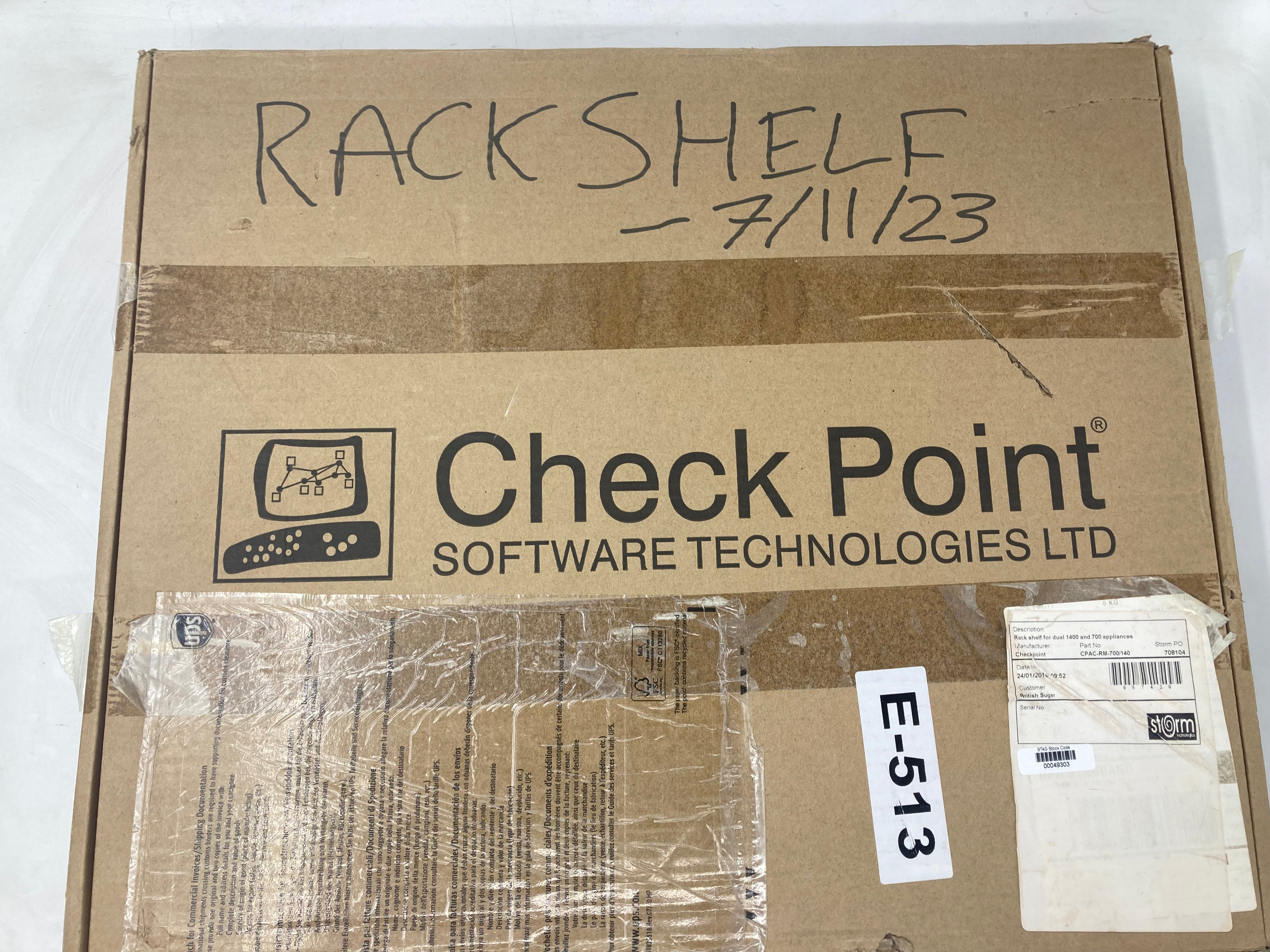 Checkpoint CPAC-RM-700/1400 Appliance Single/Dual Chassis Rack Shelf