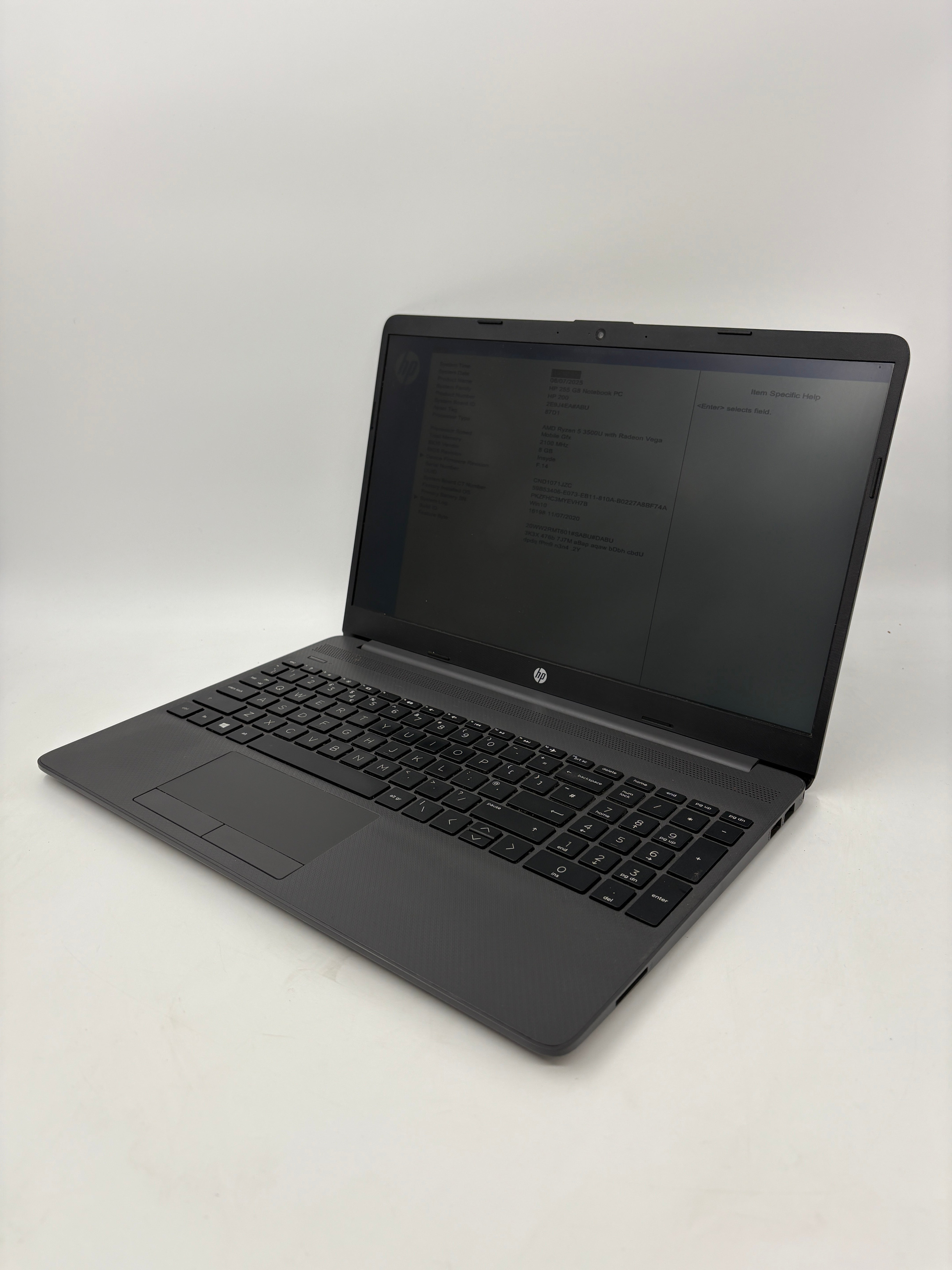 HP Laptop 255 G8 15.6" Screen AMD Ryzen 5 3500U 8GB RAM NO SSD NO OS