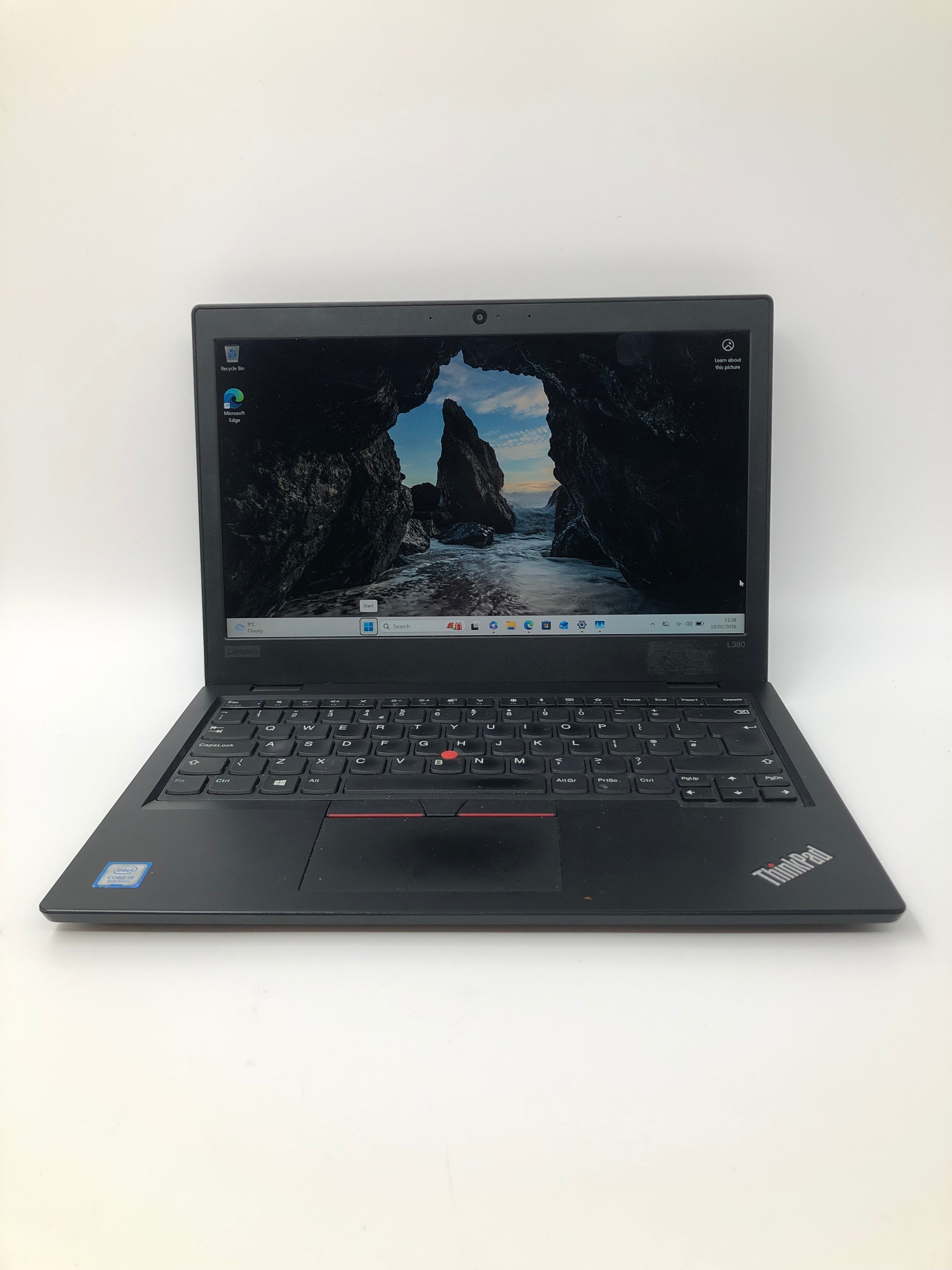 Lenovo ThinkPad L380 front view showing keyboard and 13" screen