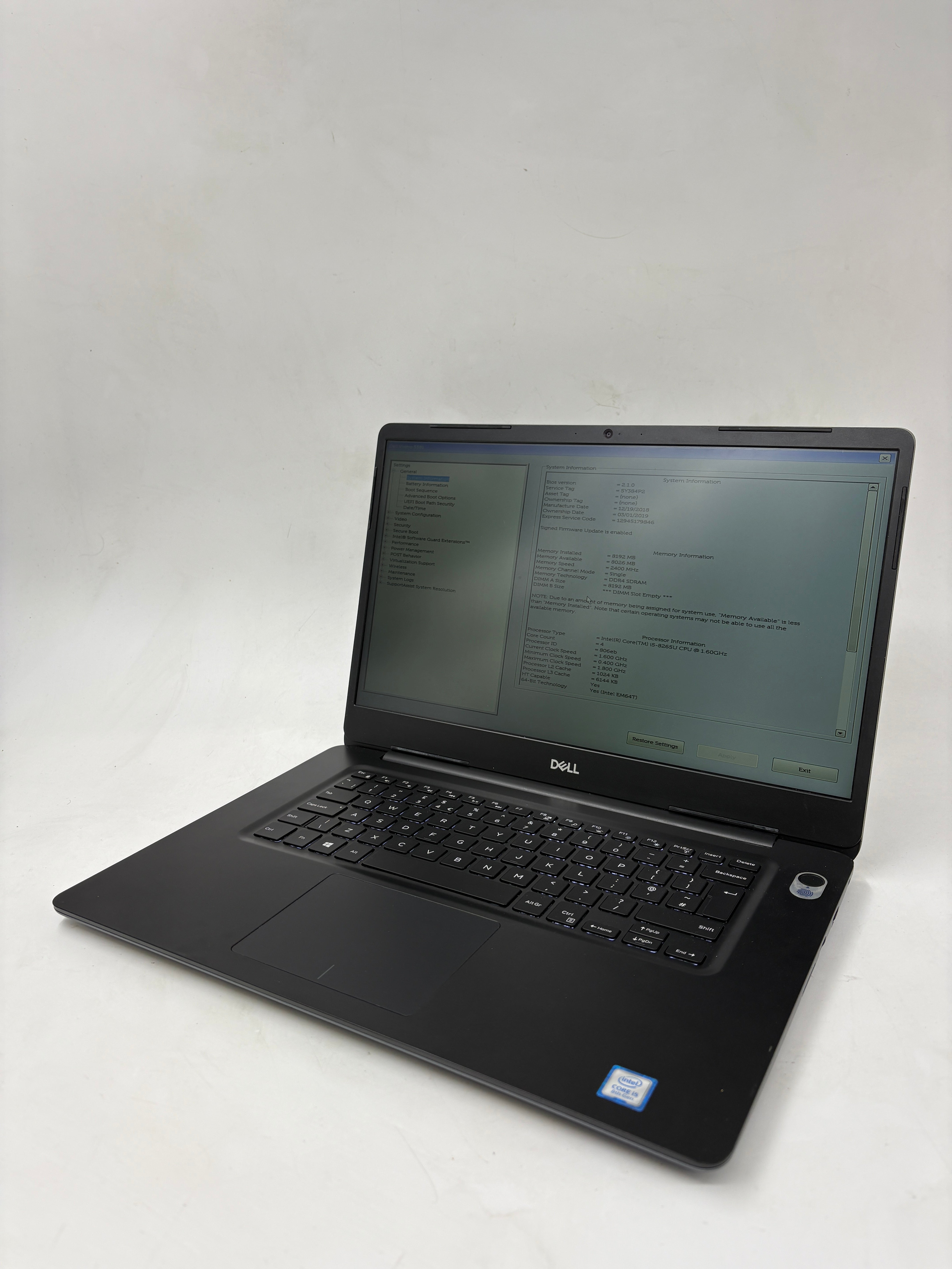 Dell Laptop Vostro 5581 15.6" Screen i5 8th Gen 8GB 128GB SSD W11