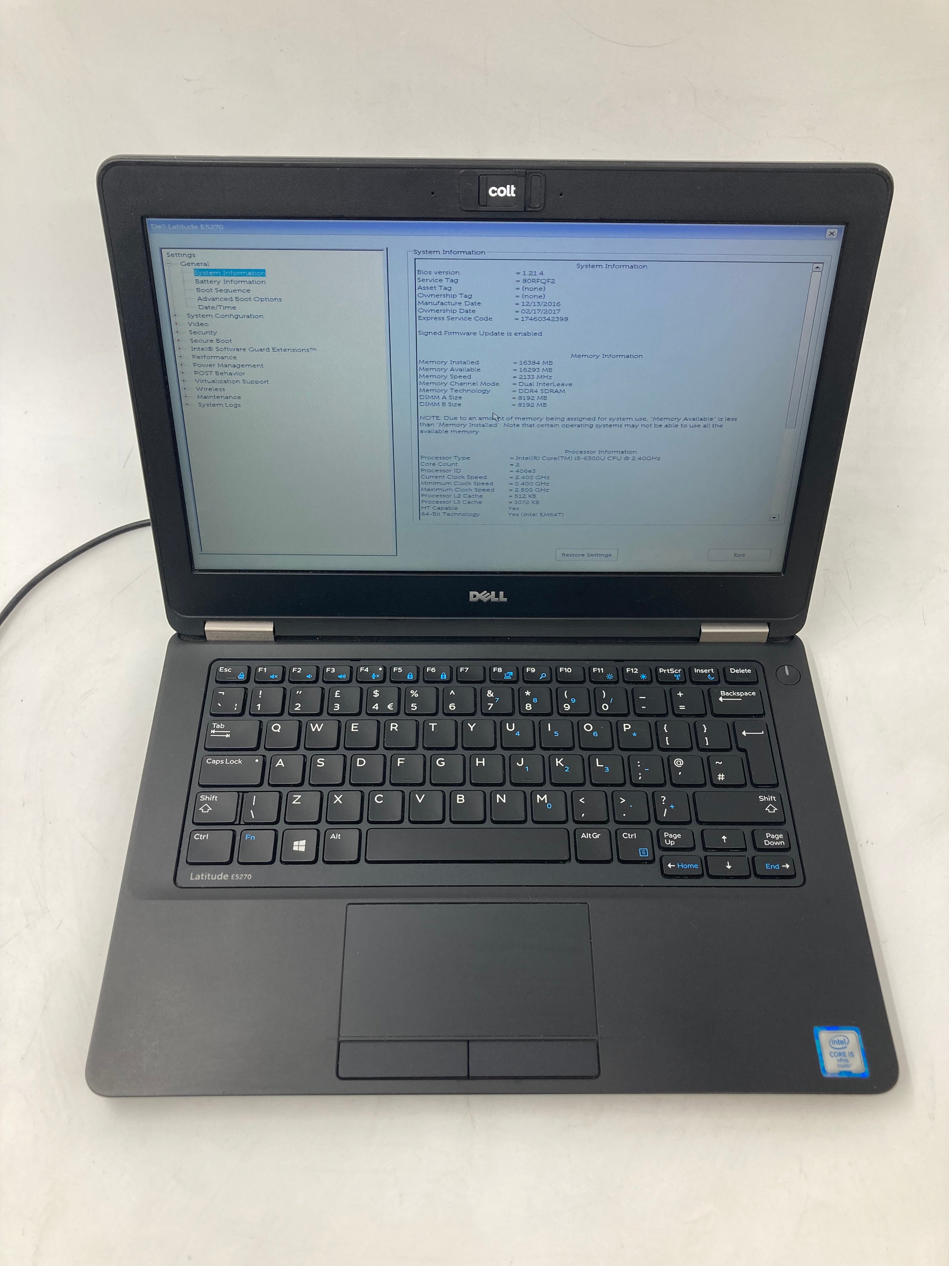Dell Laptop Latitude E5270 12.5" i5-6300U 16GB RAM No SSD No OS #2