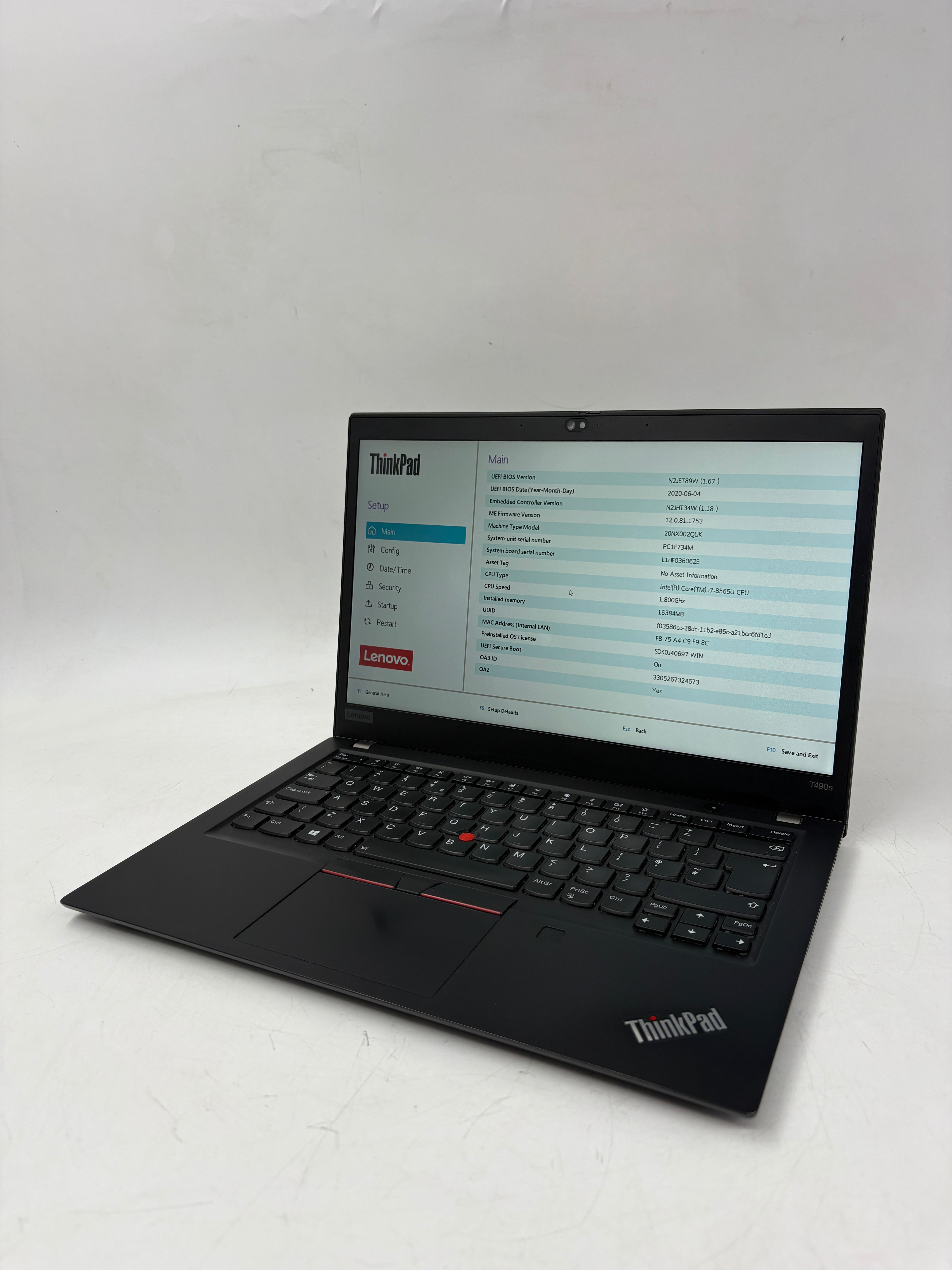 Lenovo Laptop ThinkPad T490S 14" Screen i7 8th Gen 16GB RAM 512GB SSD W11
