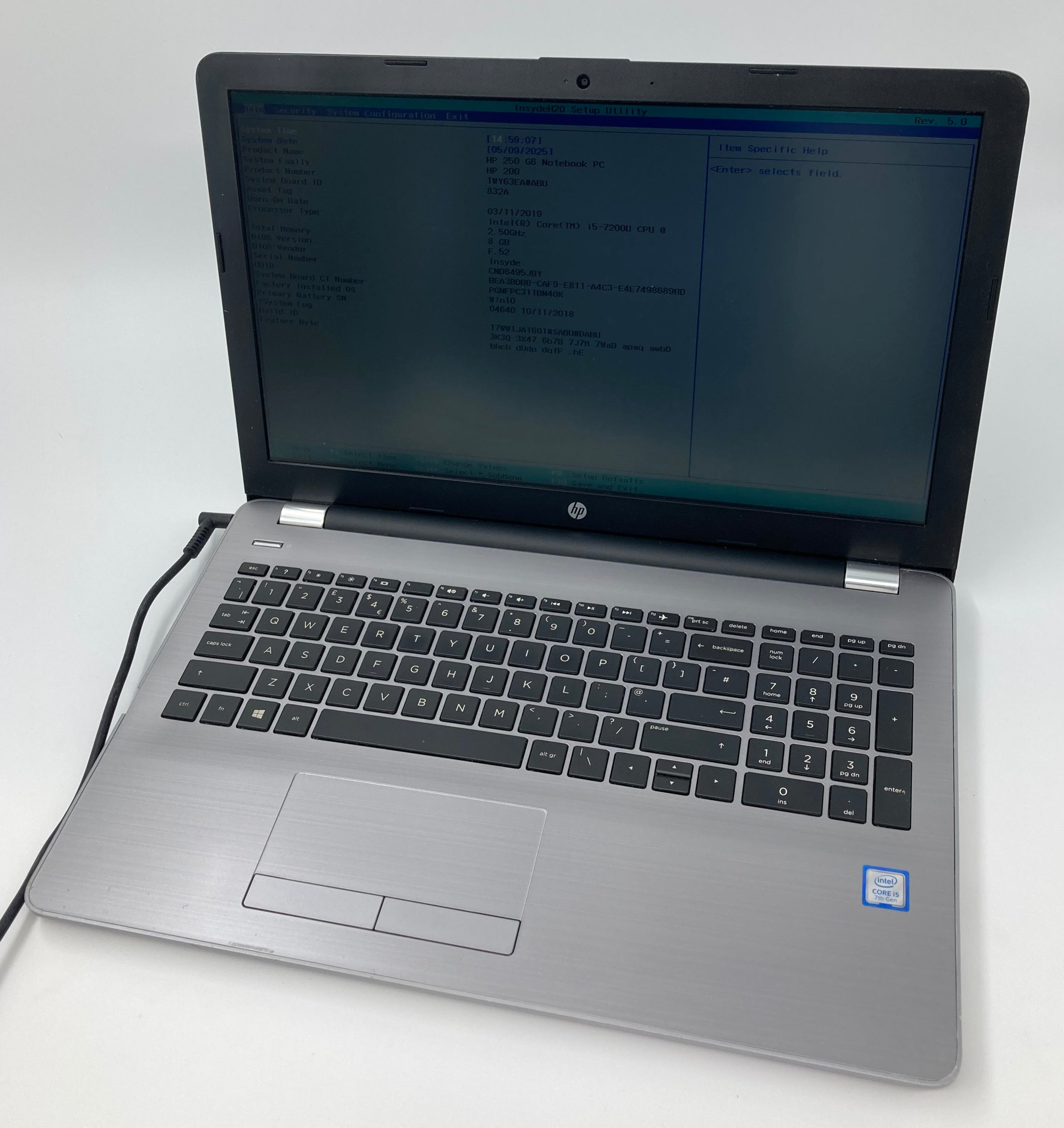 HP Laptop 250 G6 NoteBook 15.6" i5 7th Gen 8GB RAM No HDD No OS *Spares*