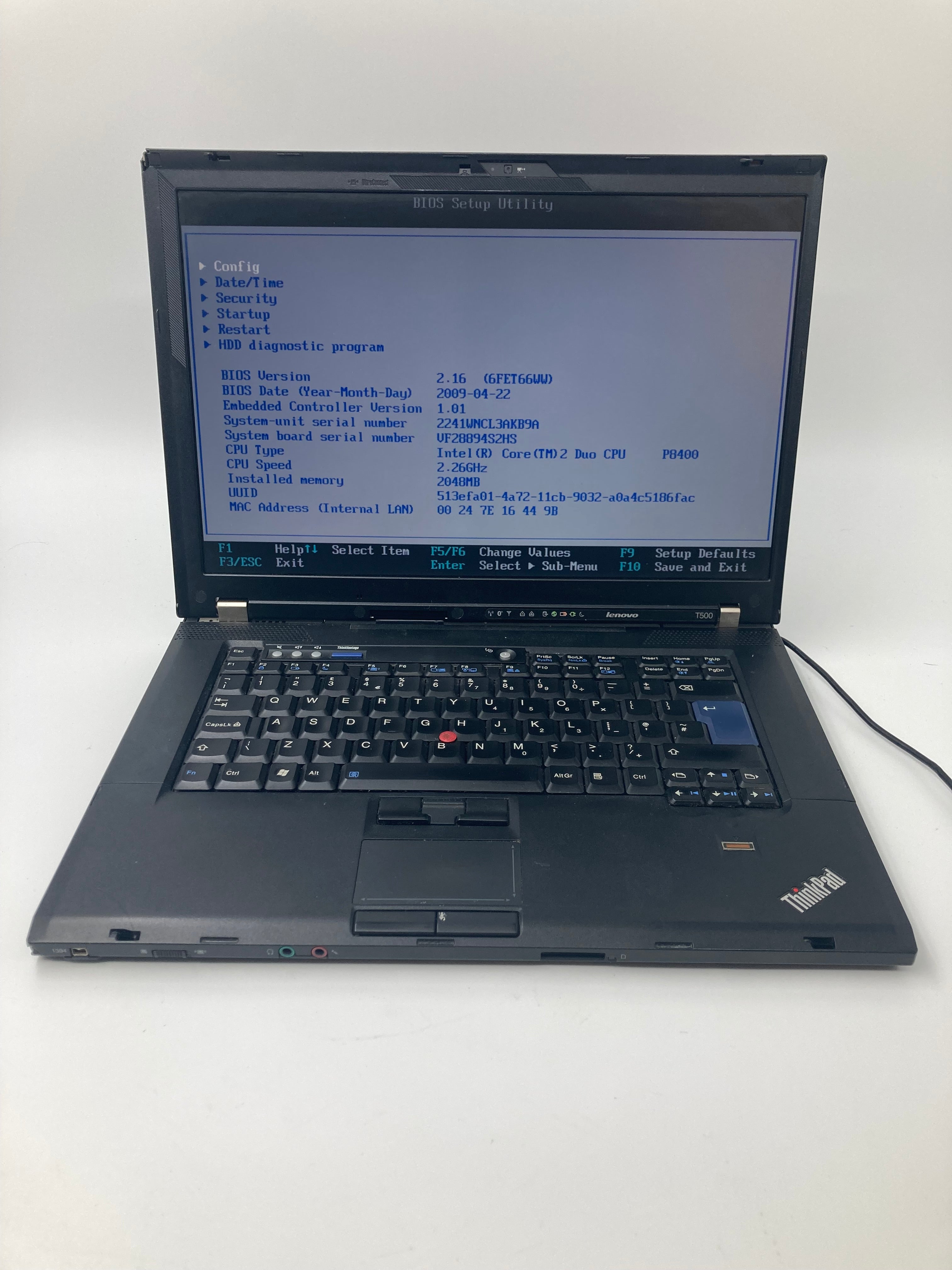 Lenovo ThinkPad T500 15" Screen Intel Core 2GB RAM No HDD No OS *Spares*