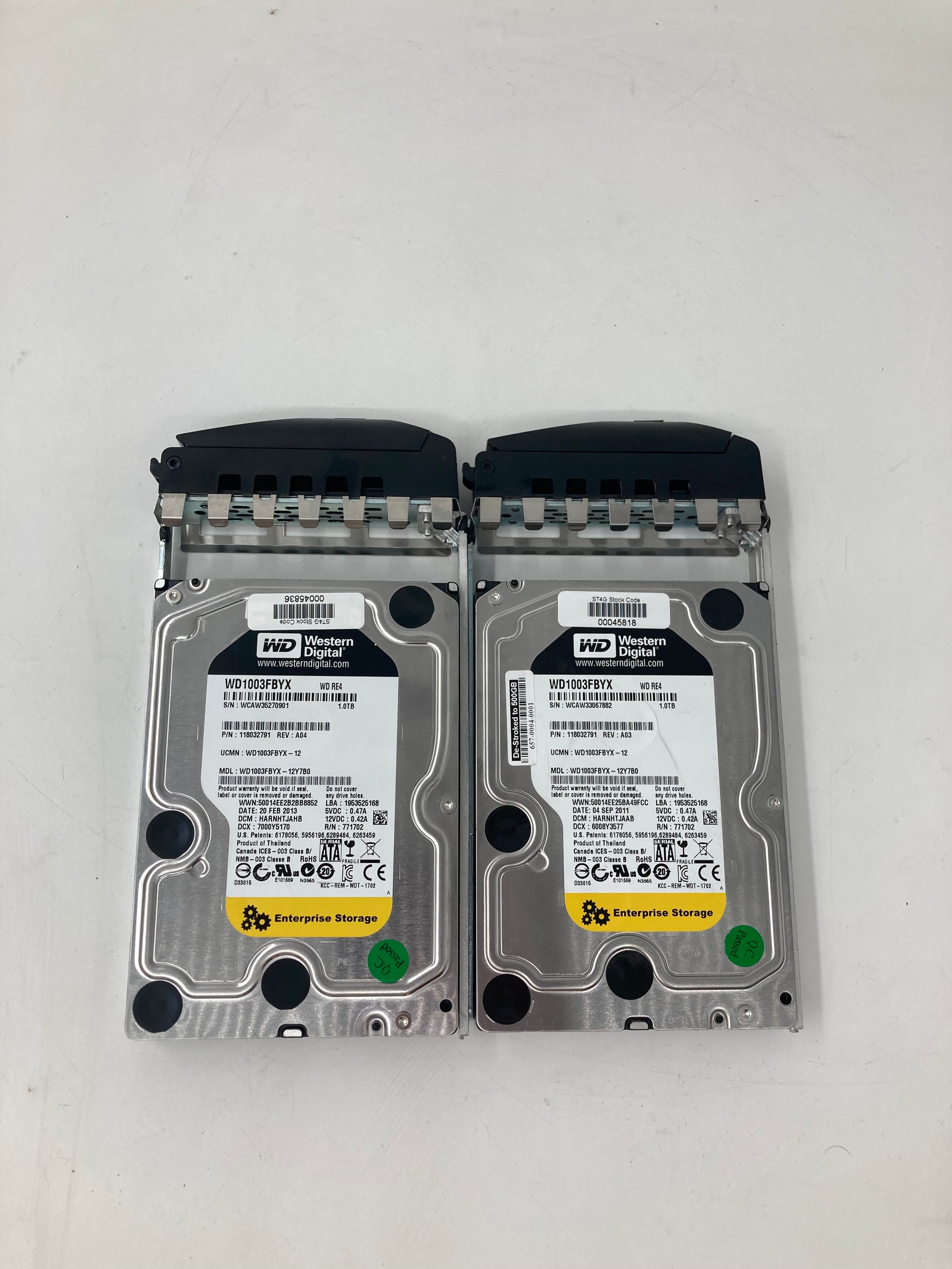 Batch of 2 Western Digital HDD WD RE4 WD1003FBYX-12Y7B0 1TB 3.5" Desktop SATA