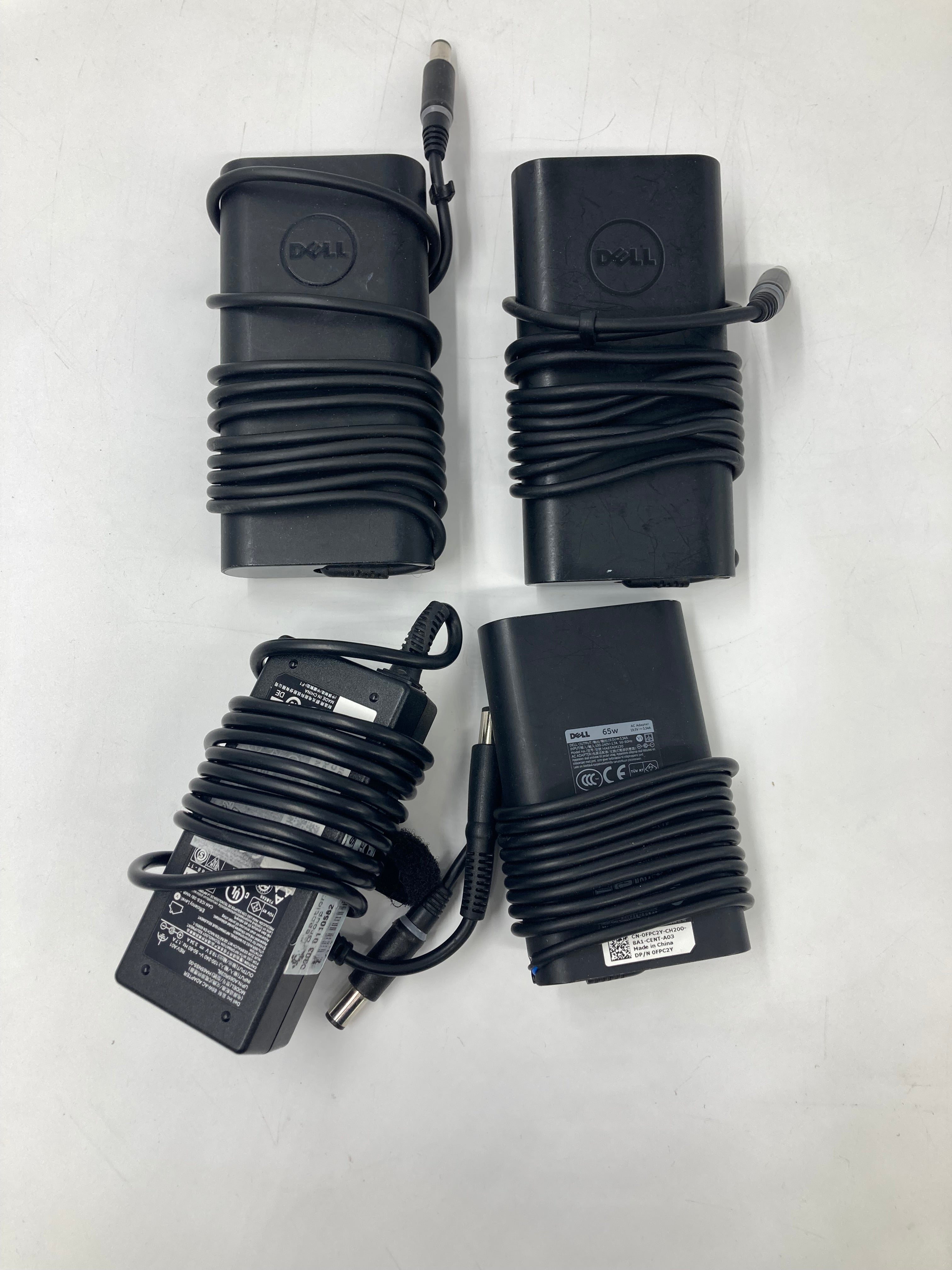 Batch of 4 Dell Big Tip Laptop Chargers 65W/90W - Black