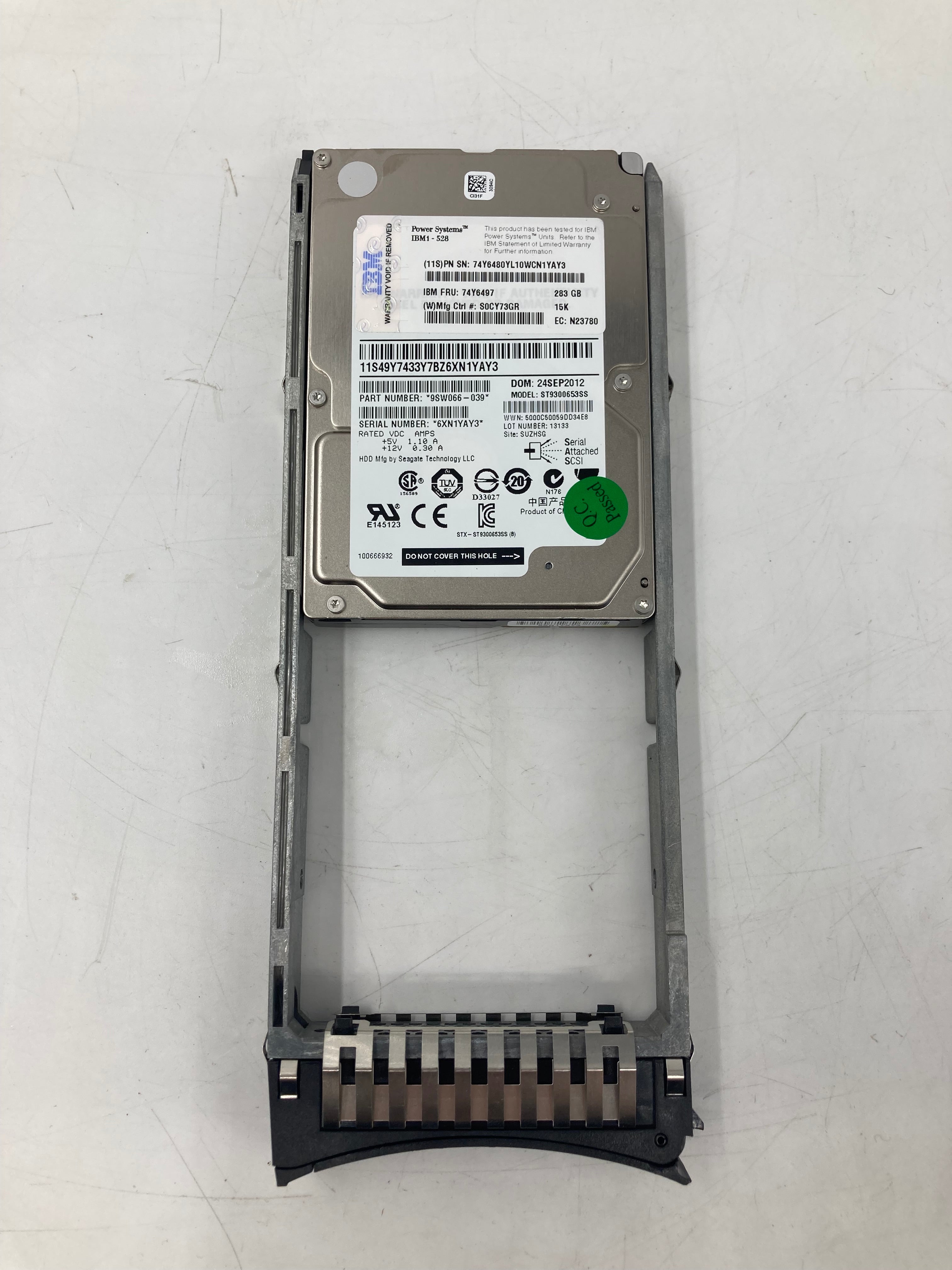 IBM HDD 2.5" SAS 283GB 15K RPM 6Gbps FRU 74Y6497 Lot of 64