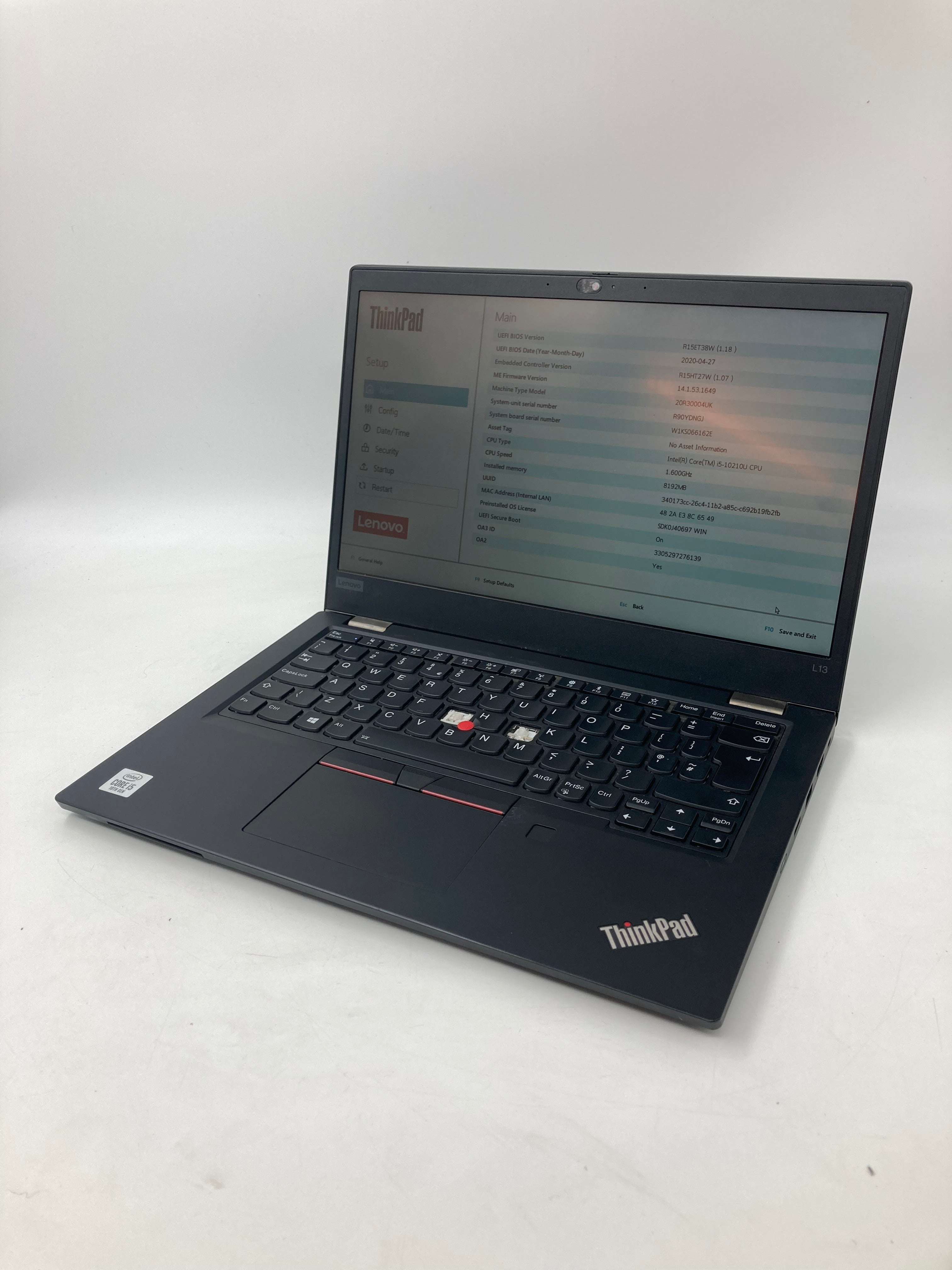 Lenovo ThinkPad L13 13" Screen i5 10th Gen 8GB RAM 256GB SSD No OS *Spares*