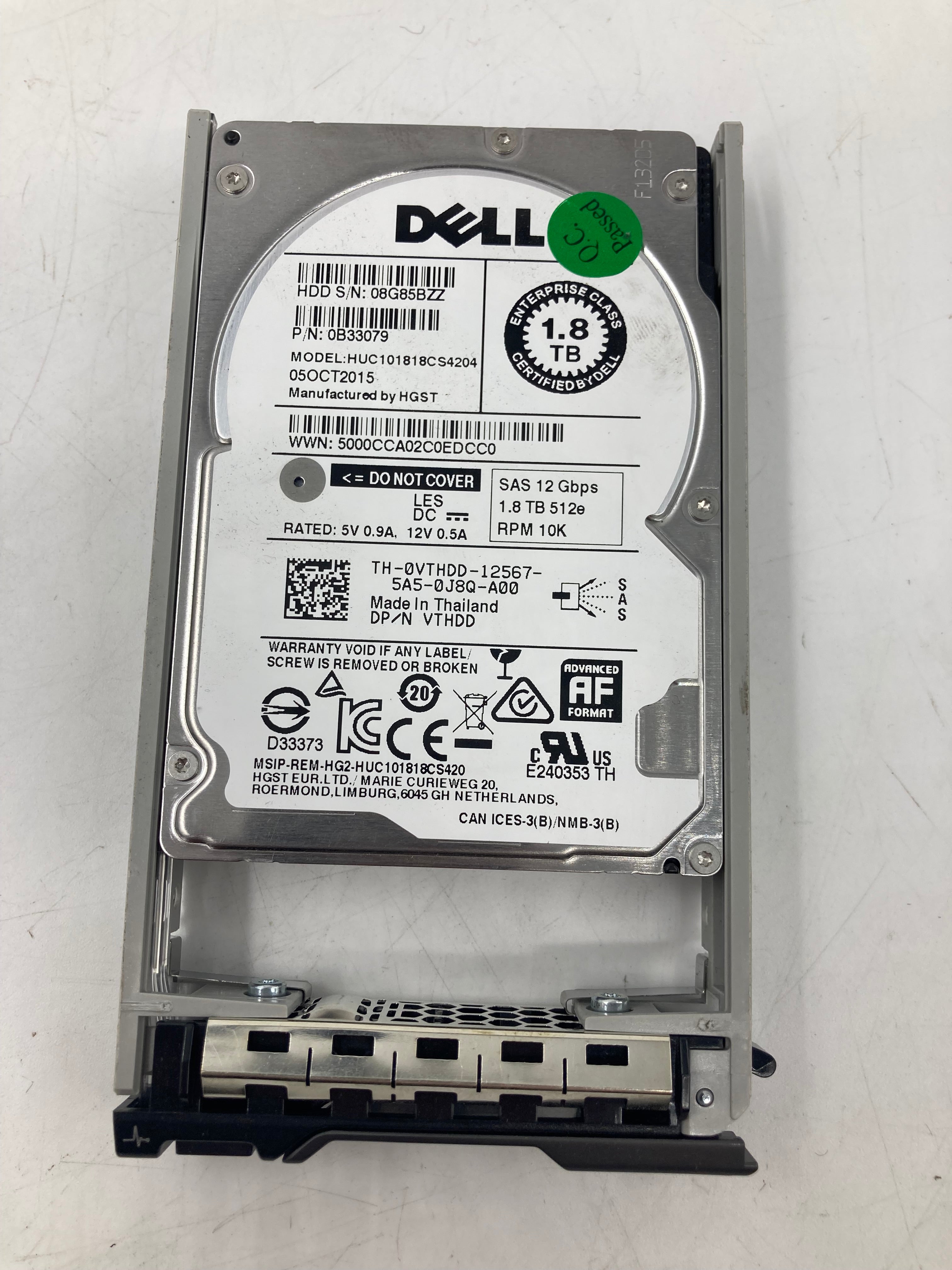 Dell HDD 2.5" SAS 1.8TB 10K RPM 12Gbps P/N 0B33079 Lot of 2