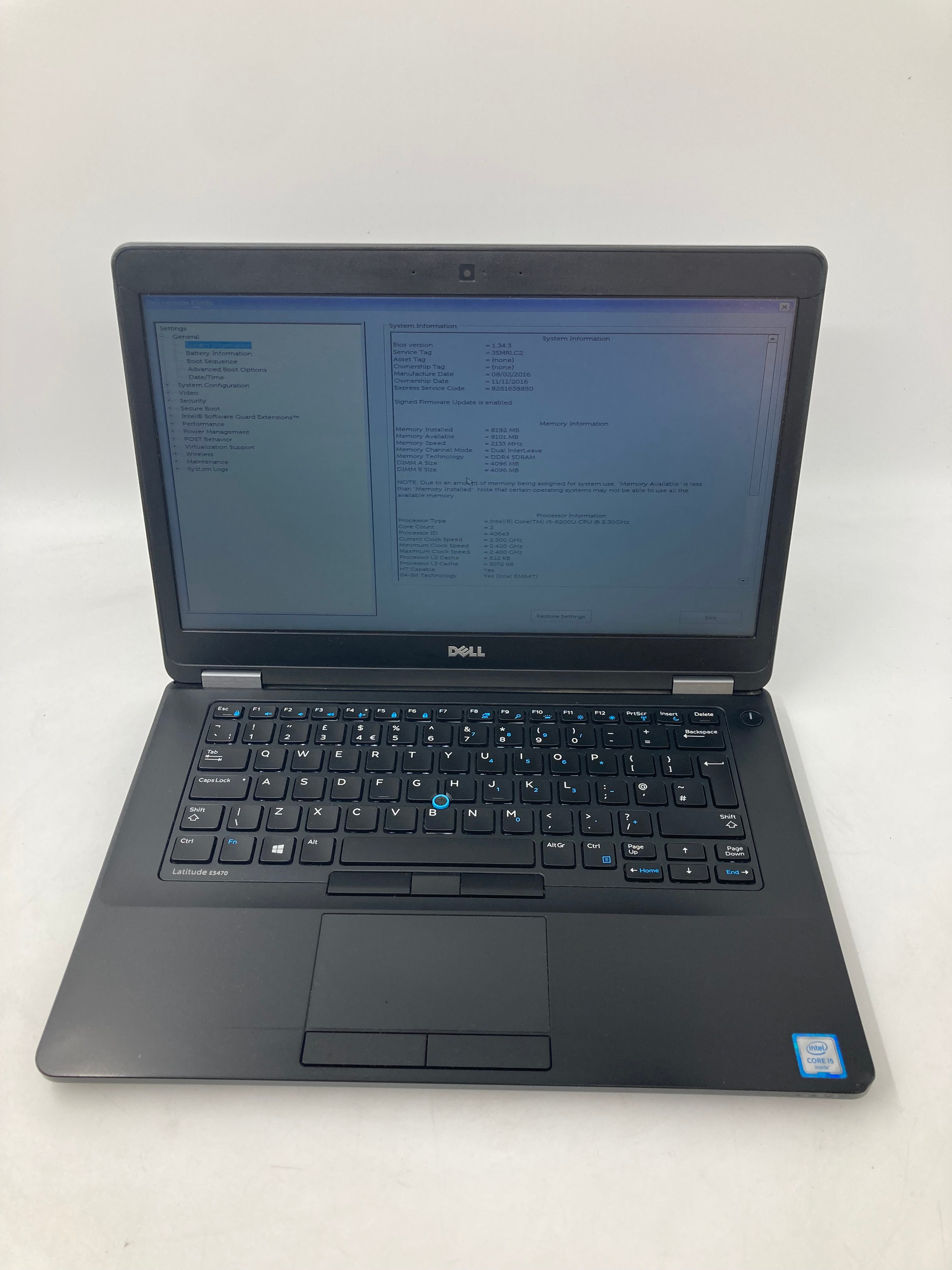 Dell Laptop Latitude E5470 14" i5 6th Gen 8GB RAM No HDD No OS