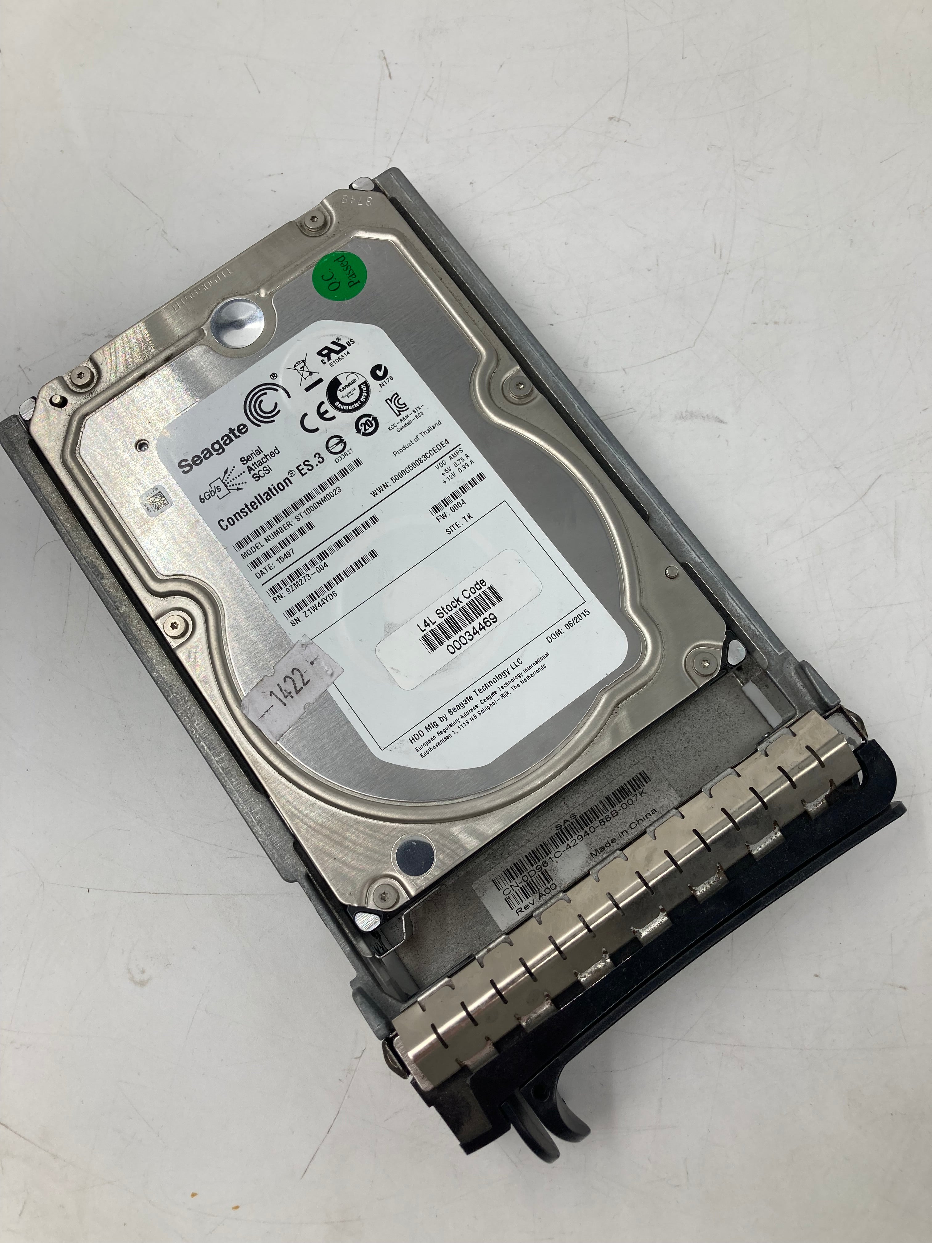 Seagate HDD 3.5" SAS 1TB 7.2K RPM 6.0 Gbps Lot of 2