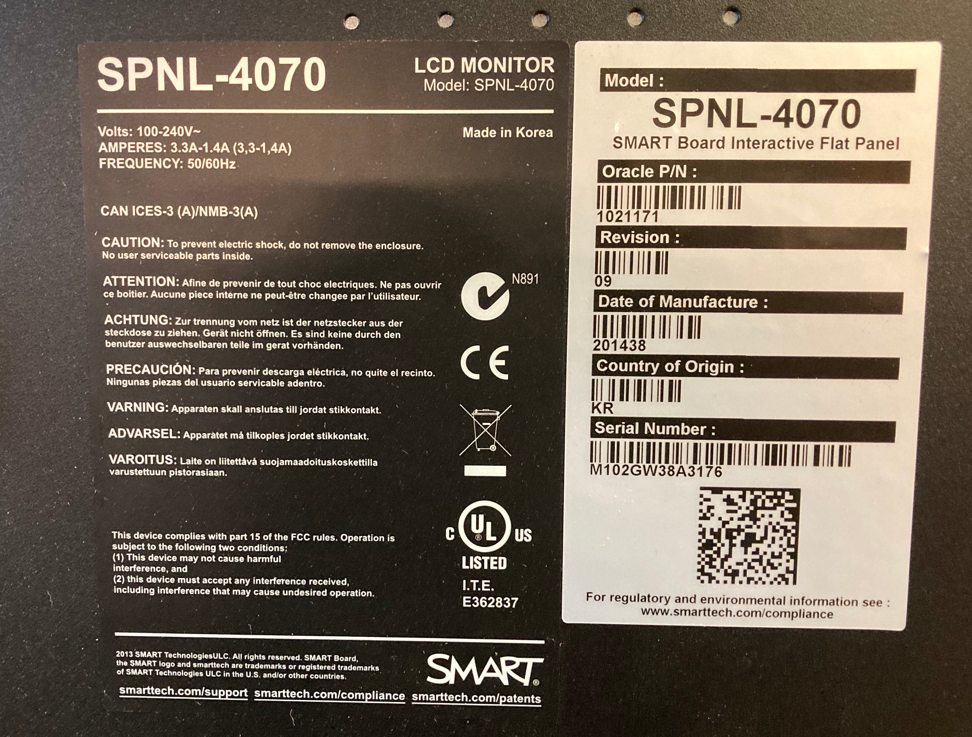 Smart WhiteBoard SPNL-4070 70" Touchscreen 1080p HD