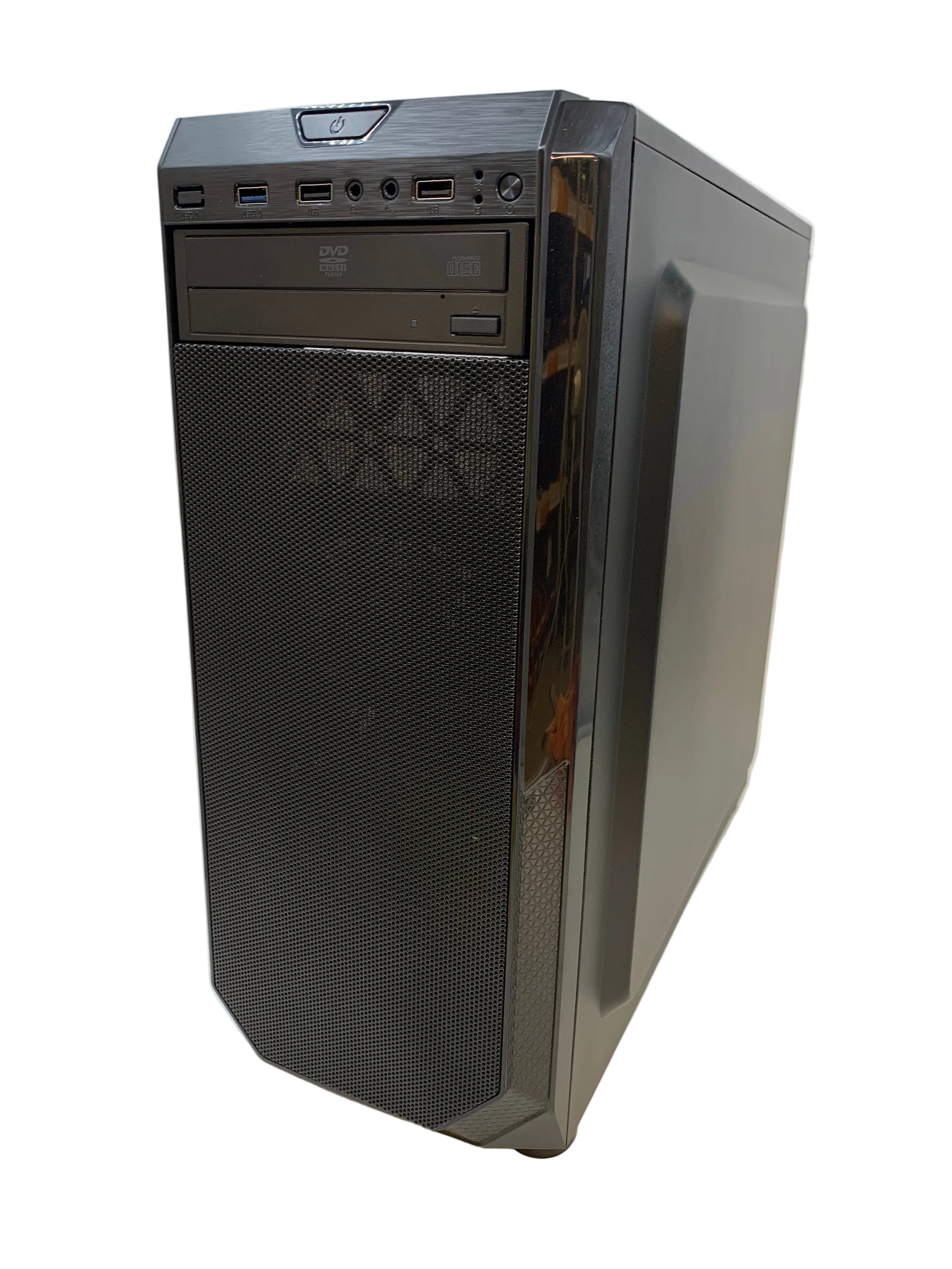 PC Case With Corsair CX600M Power Supply, CD Player, 3x Fans, and Wires