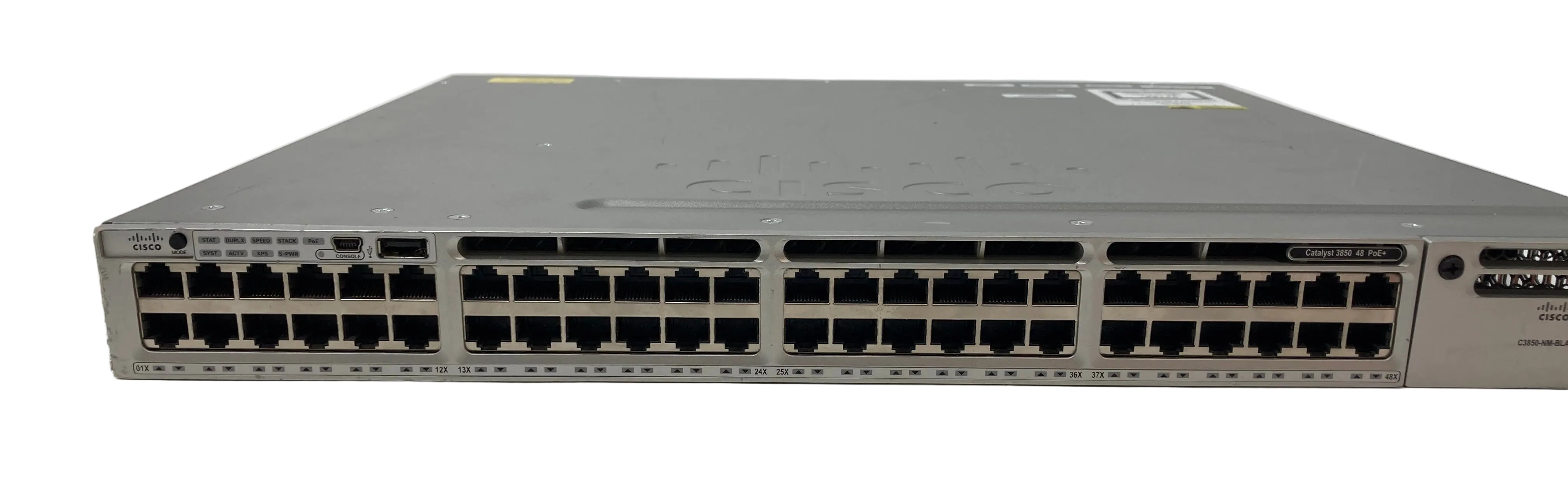 Cisco WS-C3850-48P-S V07 48 Port Fully Managed Gigabit PoE Switch with C3850-NM-Blank
