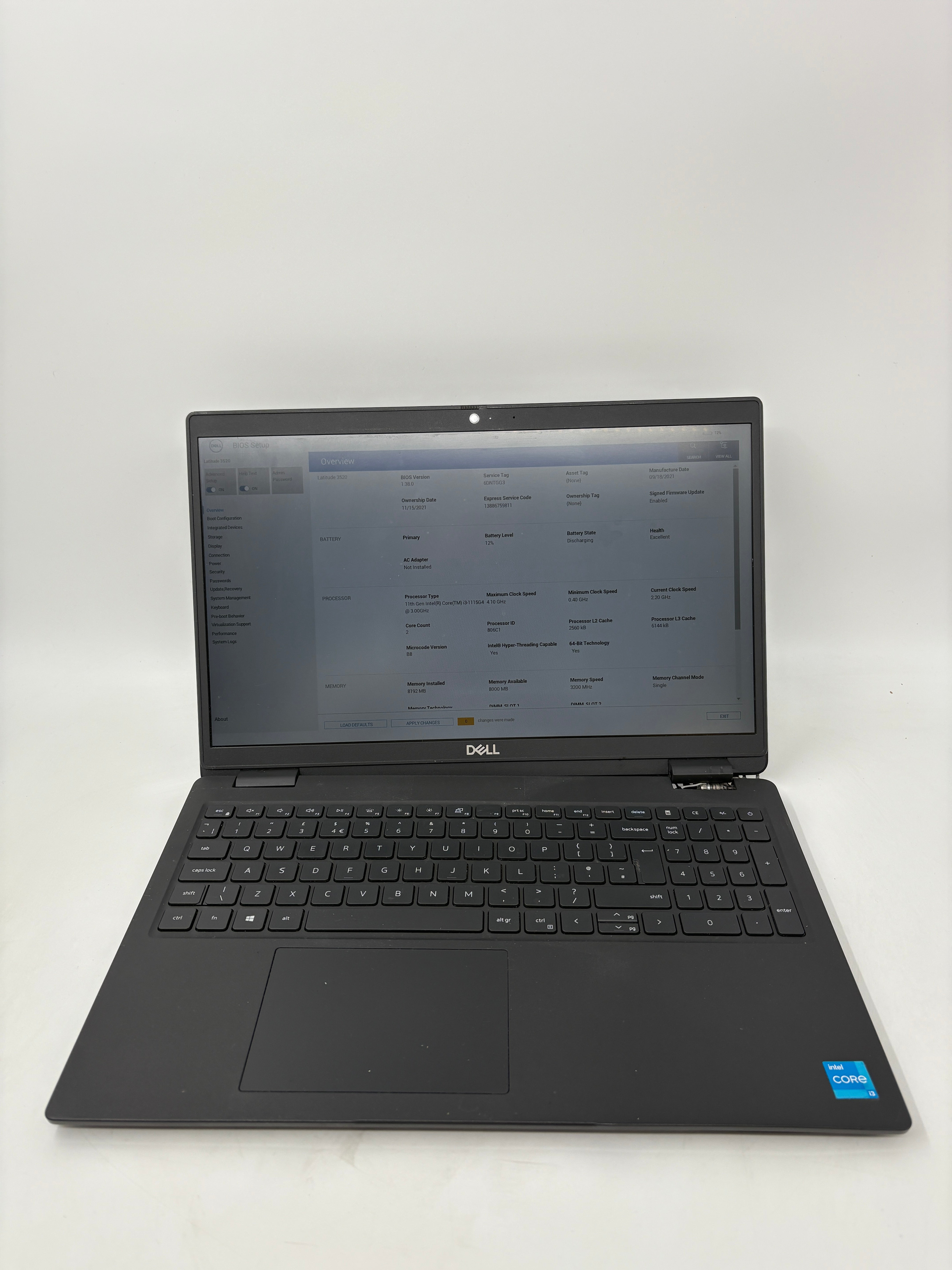 Dell Laptop Latitude 3520 15.6" Screen i3 11th Gen 8GB RAM No SSD No OS #1