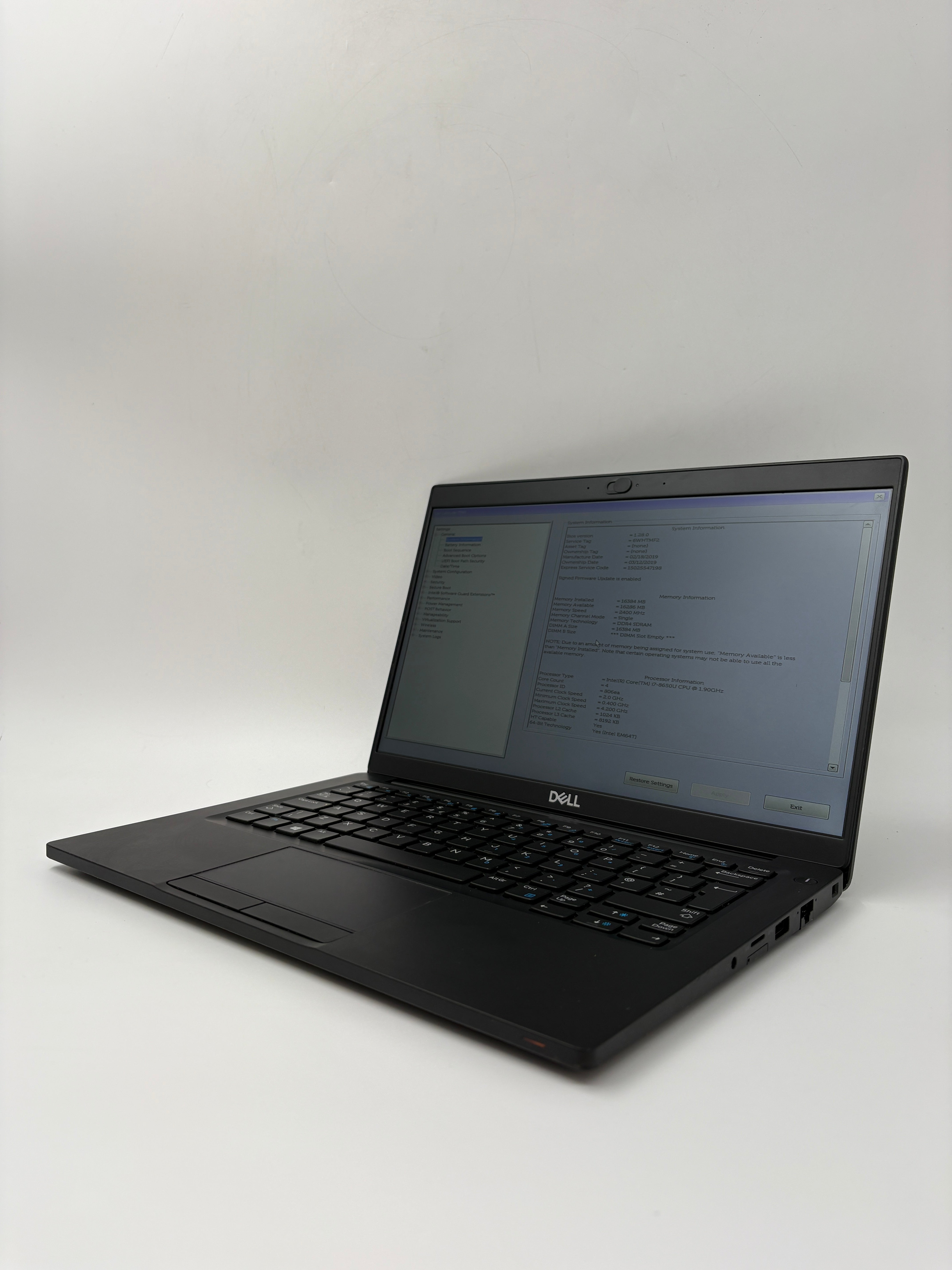 Dell Latitude 7390 13.3" Screen i7 8th Gen 16GB RAM NO SSD NO OS