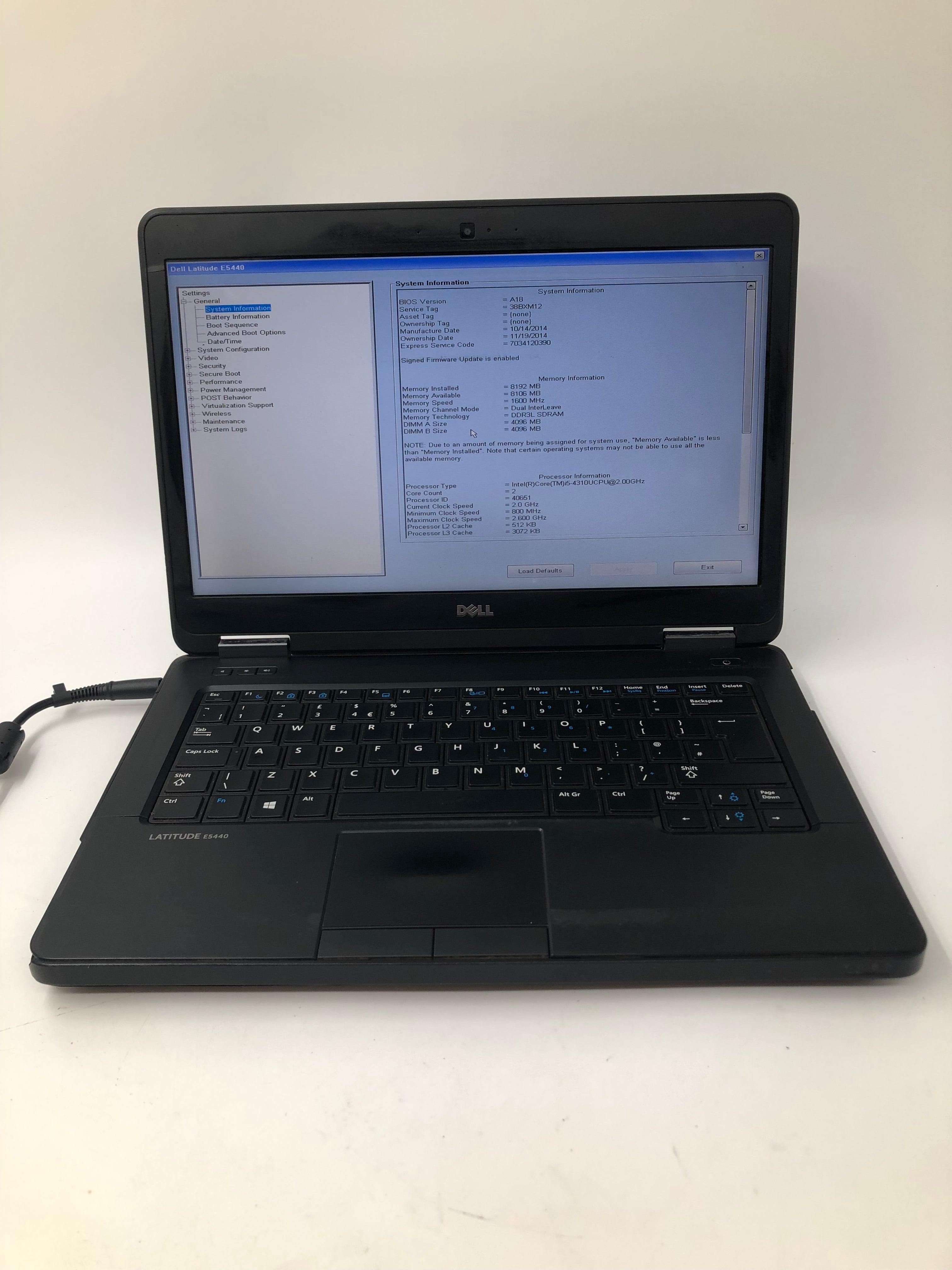 Dell Laptop Latitude E5440 14" Screen i5 4th Gen 8GB RAM No SSD No OS *Spares*