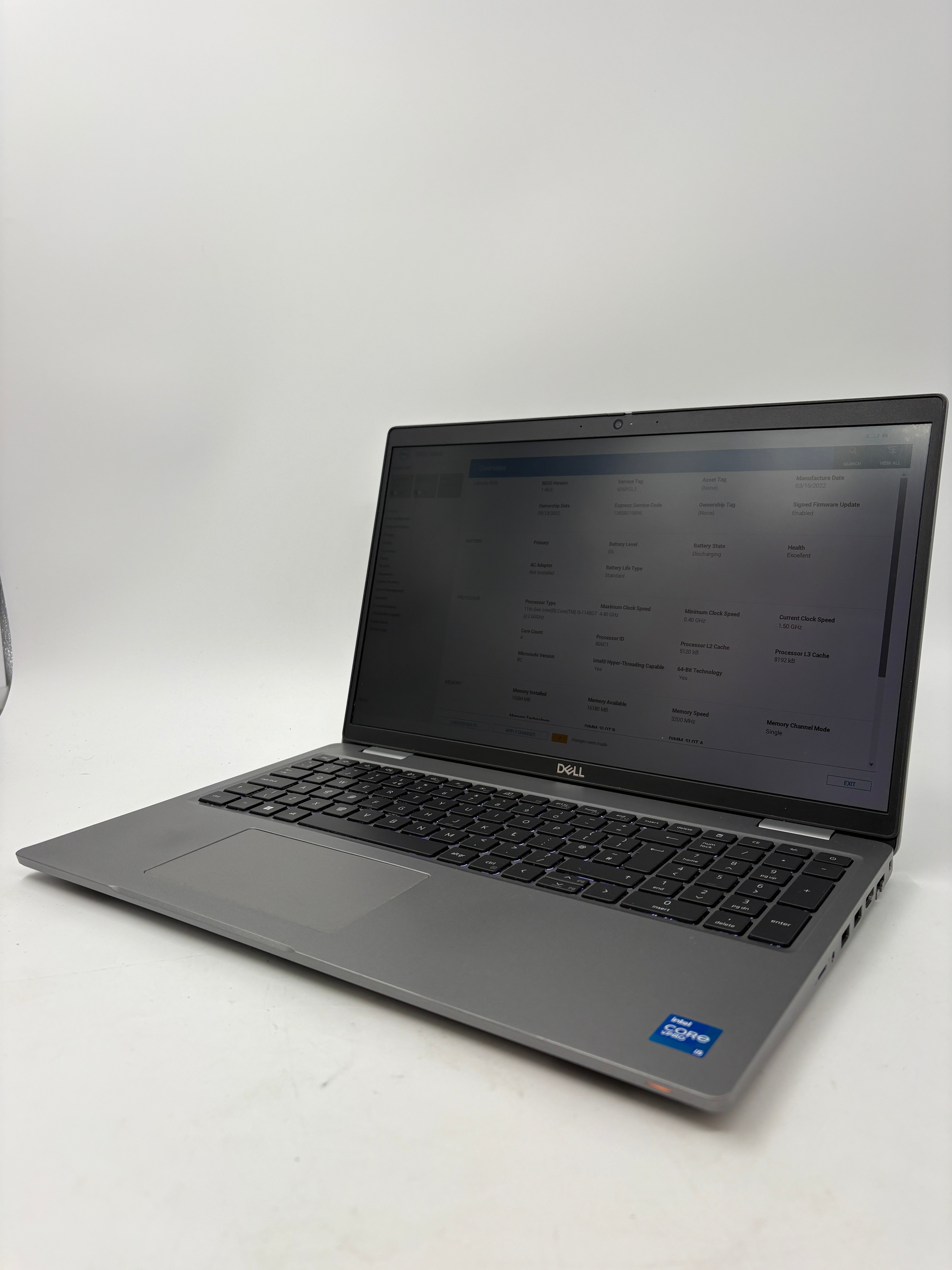 Dell Laptop Latitude 5520 15.6" Screen i5 11th Gen 16GB RAM No SSD No OS Spare