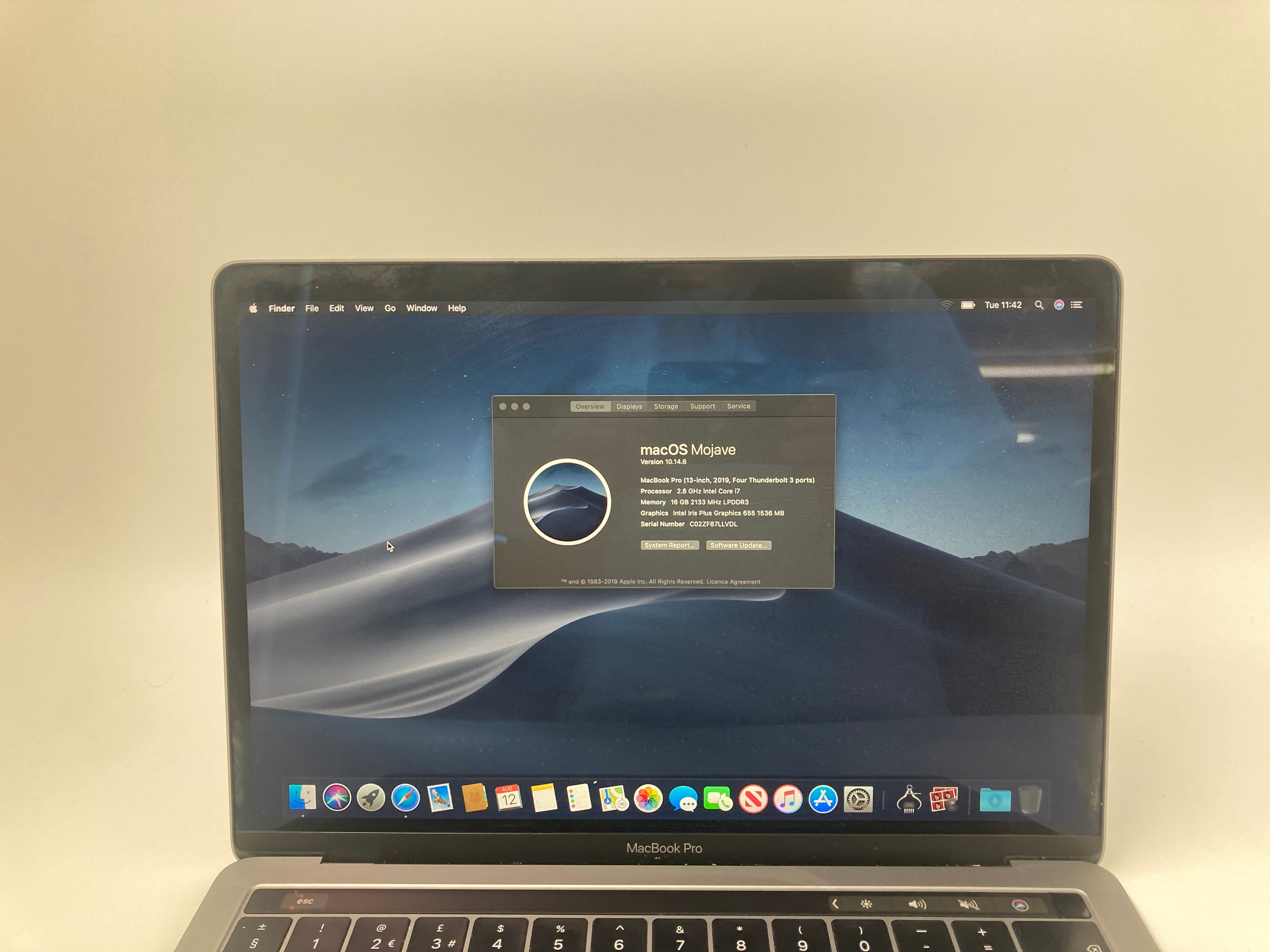 Apple MacBook Pro 2019 A1989 13" Screen i7 8th Gen 16GB RAM 250GB SSD OS Mojave