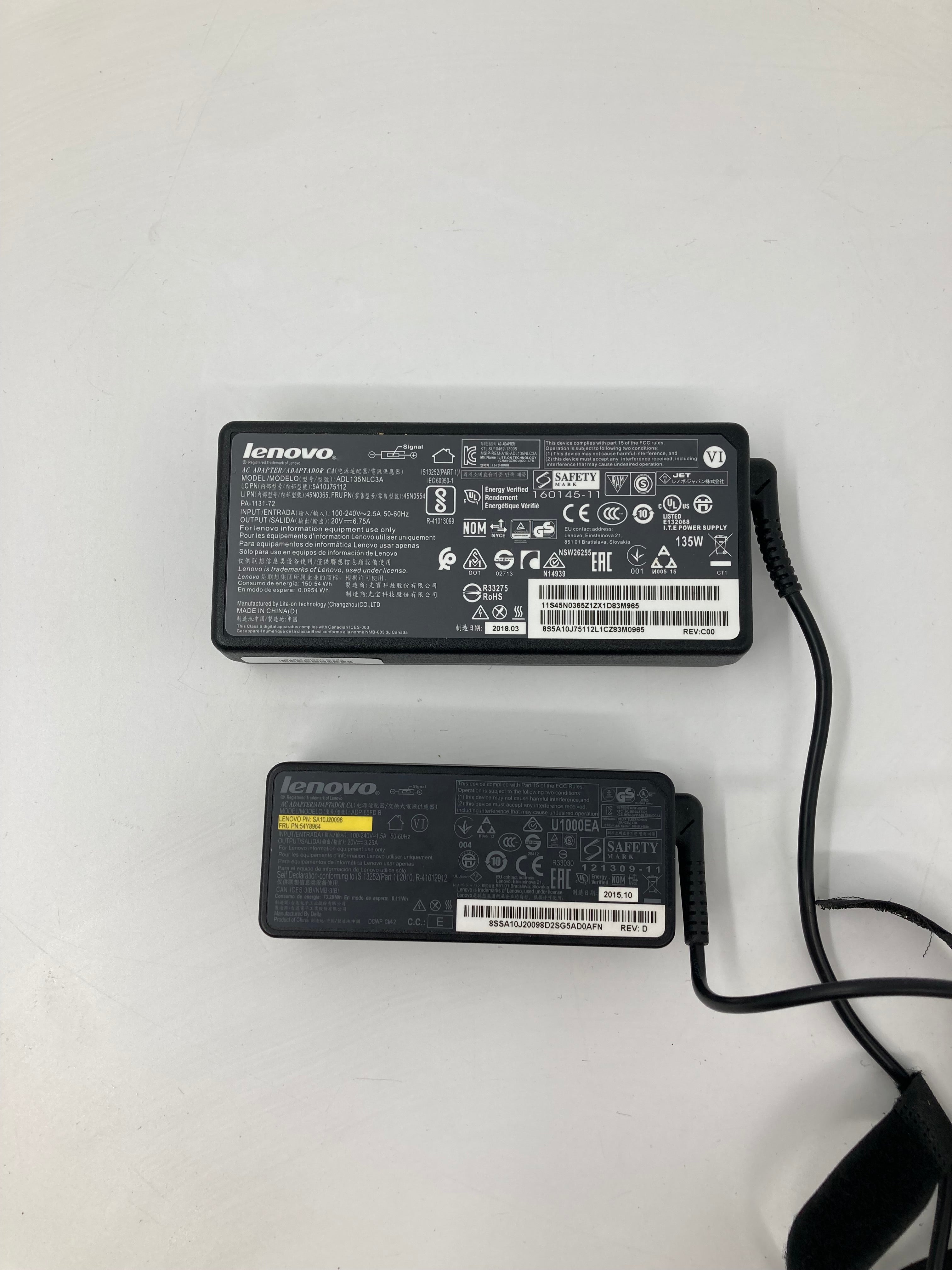 Batch x10 Lenovo Square Tip AC Adapter Charger 65W/ 135W - Black