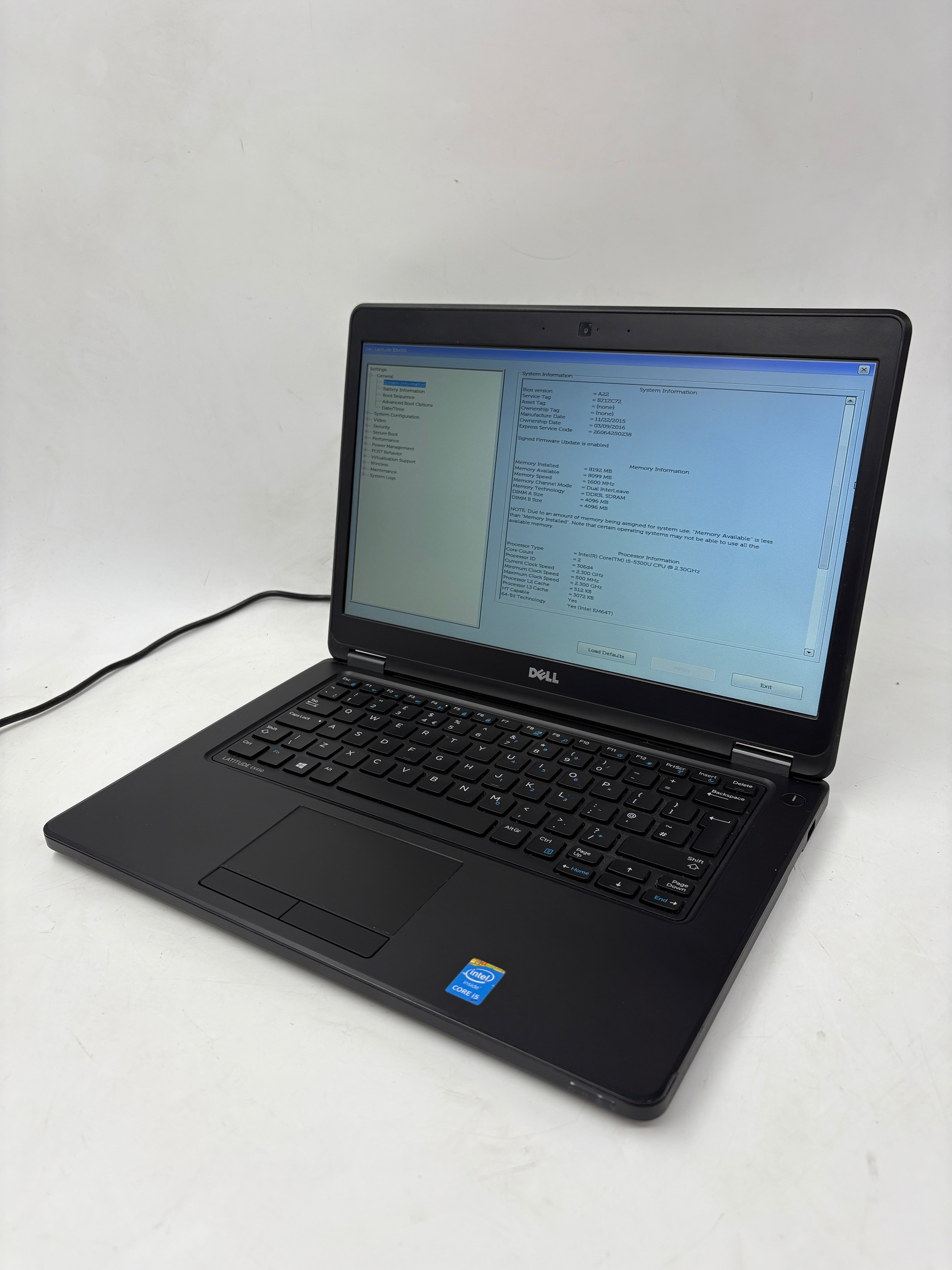 Dell Laptop Latitude E5450 14" Screen i5 5th Gen 8GB RAM NO SSD NO OS