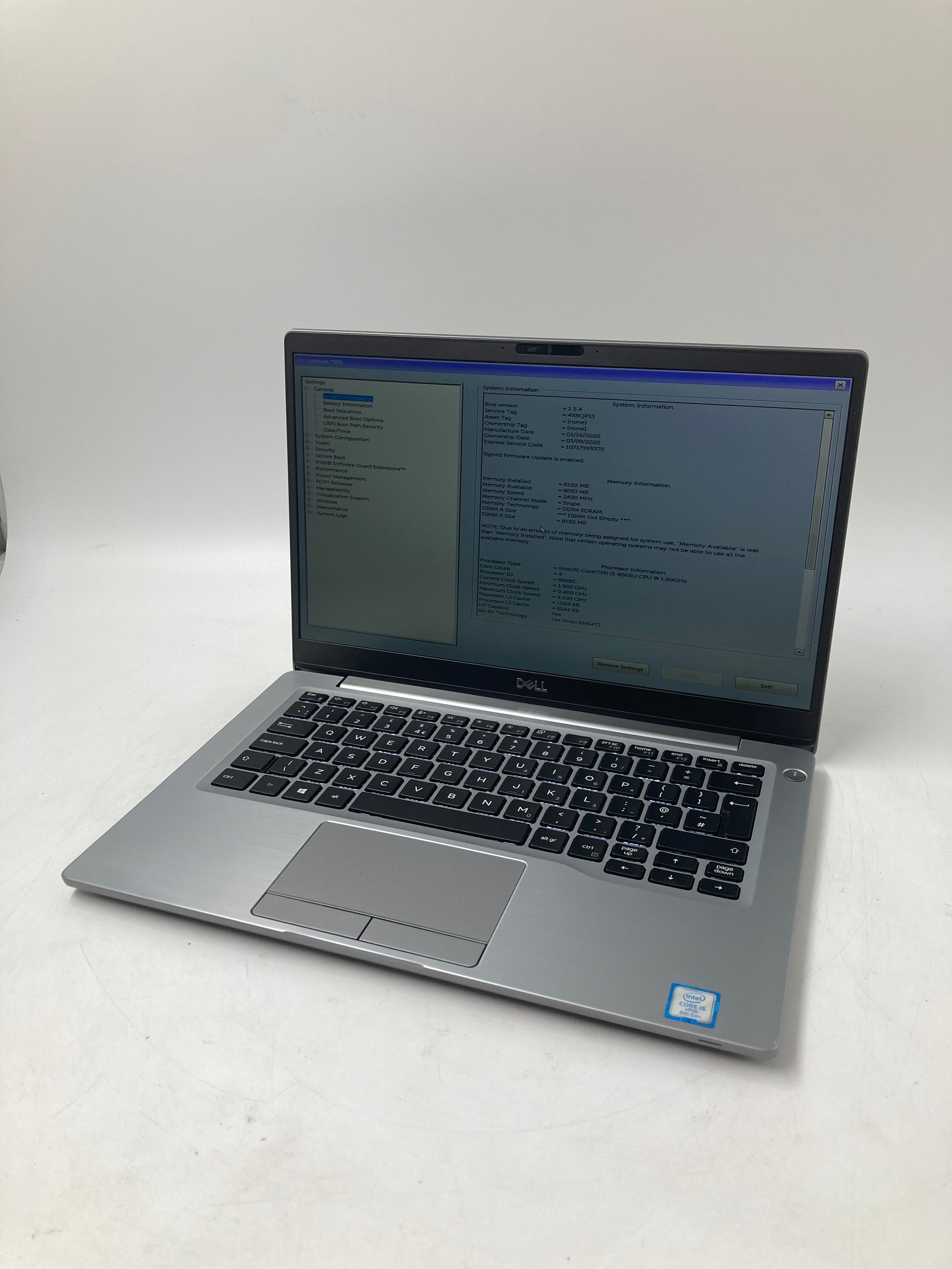 Dell Laptop Latitude 7300 13" i5 8th Gen 8GB RAM No HDD No OS