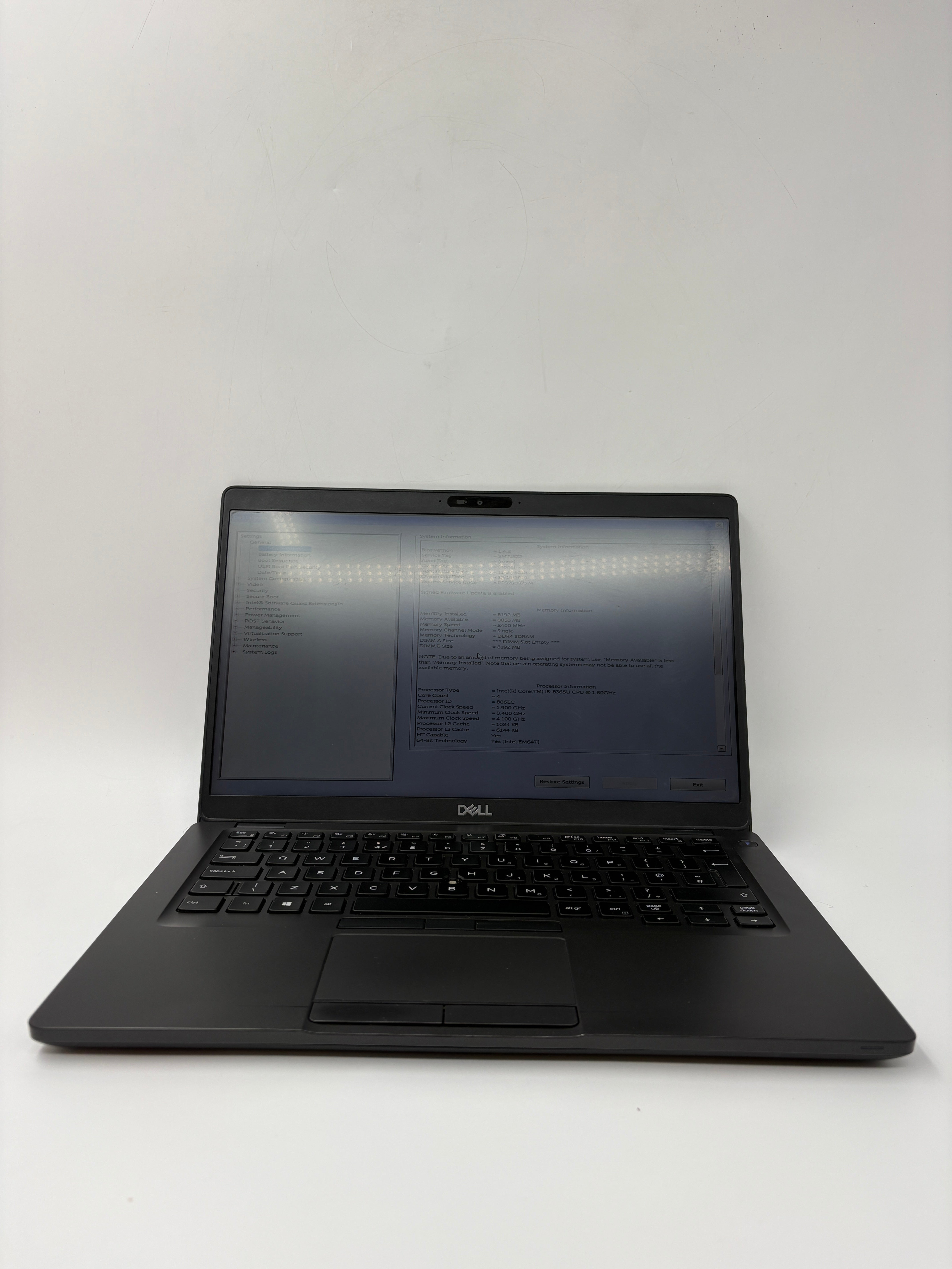 Dell Laptop Latitude 5400 14" Screen i5 8th Gen 8GB RAM No SSD No OS Spares